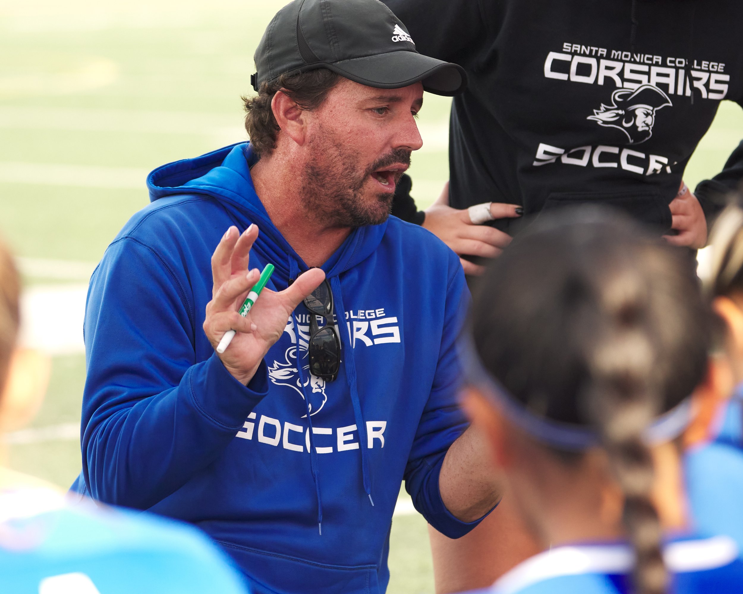  Santa Monica College Corsairs Women's Soccer Head Coach Aaron Benditson during the women's soccer match against the Bakersfield College Renegades on Friday, Oct. 20, 2022, at Corsair Field in Santa Monica, Calif. The Corsairs tied 1-1. (Nicholas McC