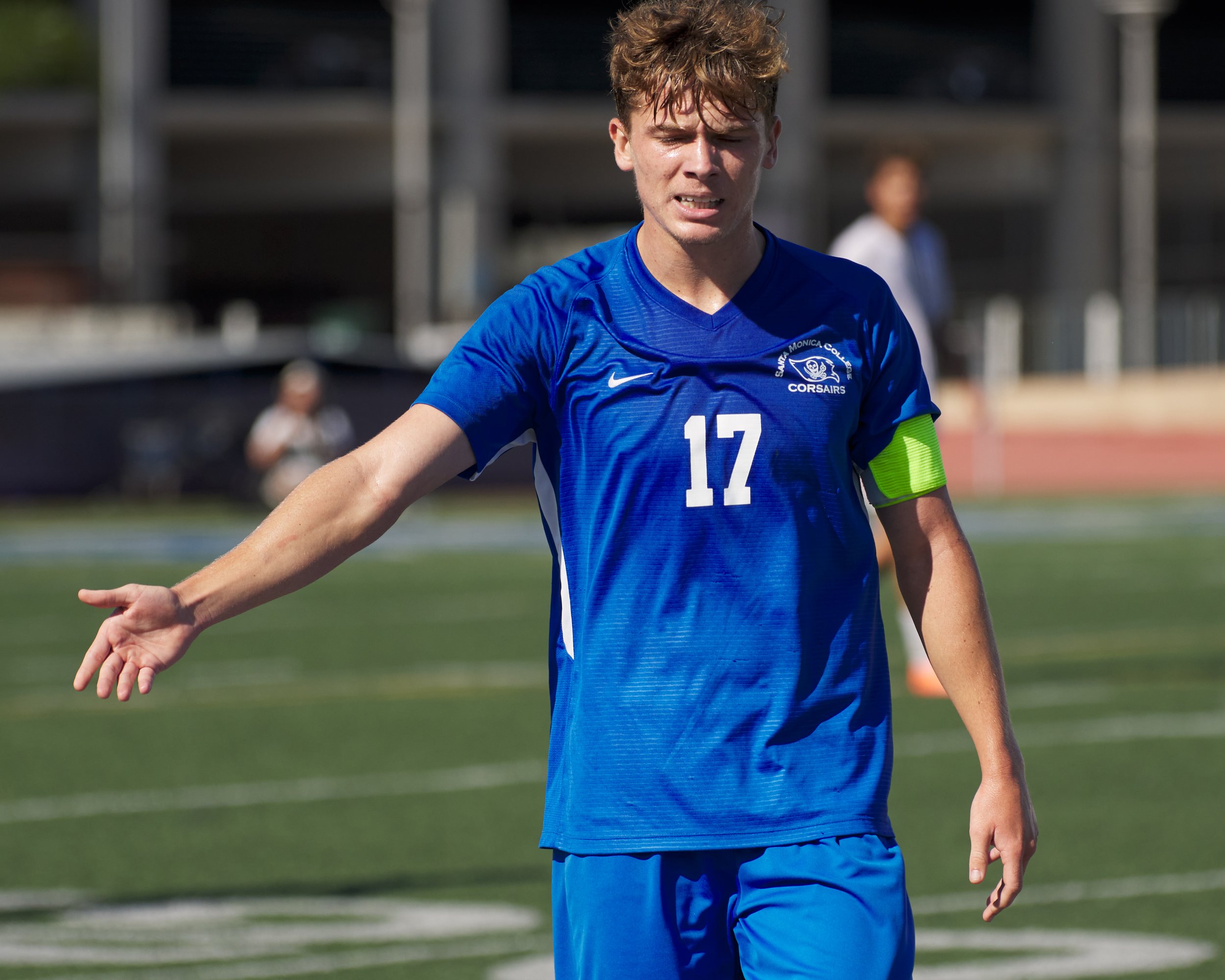  Santa Monica College Corsairs' Taj Winnard after the men's soccer match against the Antelope Valley College Marauders was called as a 1-1 tie on Friday, Sept. 30, 2022, at Corsair Field in Santa Monica, Calif. (Nicholas McCall | The Corsair) 