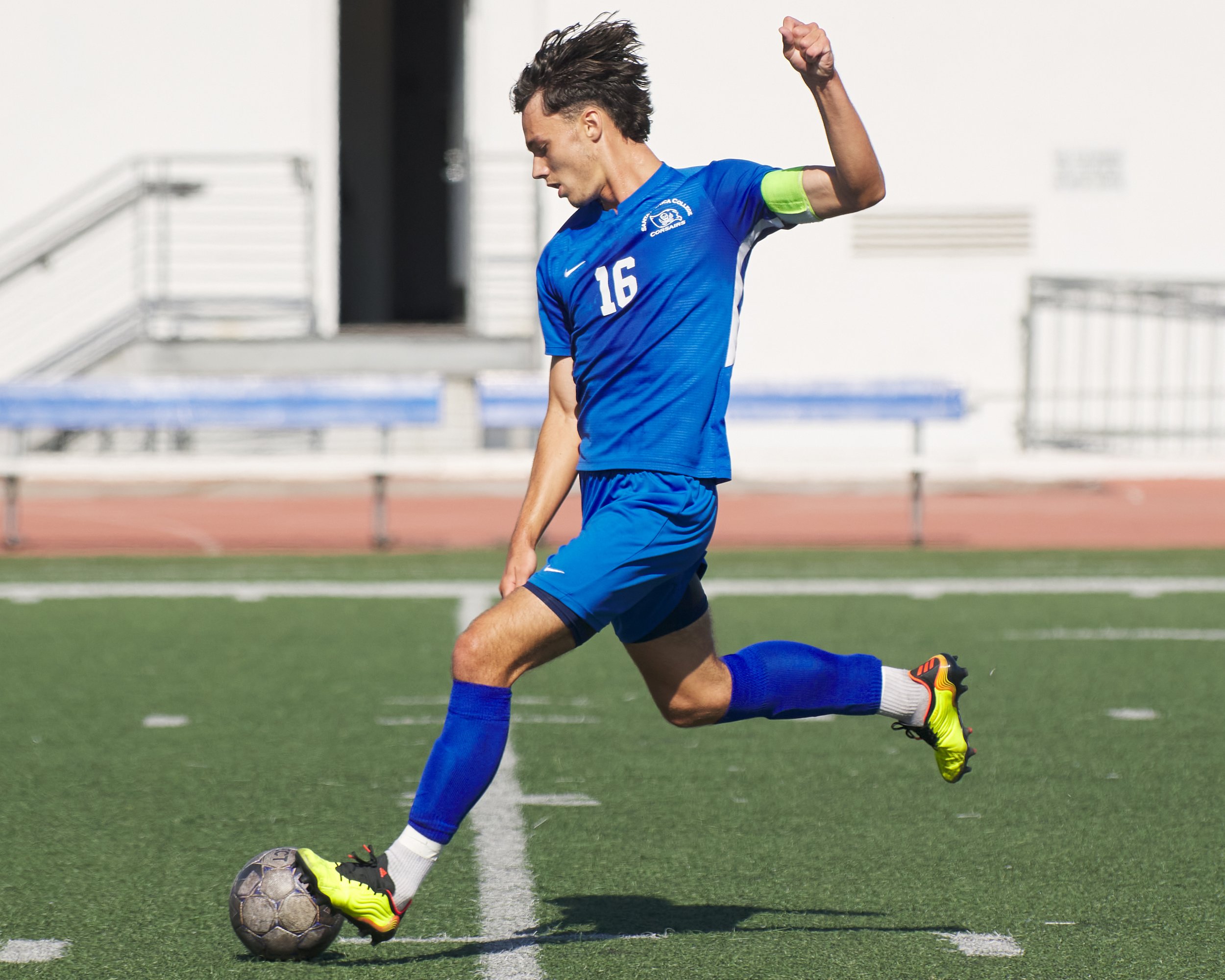  Santa Monica College Corsairs' Kyler Sorber during the men's soccer match against the Antelope Valley College Marauders on Friday, Sept. 30, 2022, at Corsair Field in Santa Monica, Calif. The Corsairs tied 1-1. (Nicholas McCall | The Corsair) 