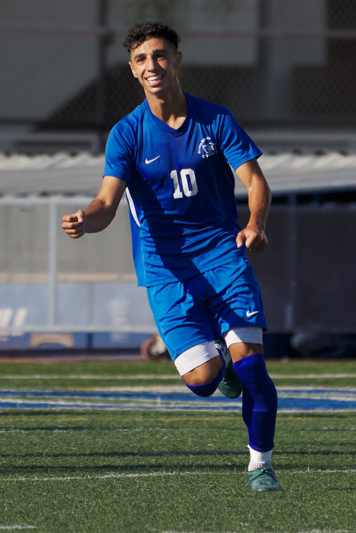  Santa Monica College Corsairs' Roey Kivity after scoring the second goal of the men's soccer match against the Glendale Community College Vaqueros on Tuesday, Sept. 27, 2022, at Corsair Field in Santa Monica, Calif. The Corsairs won 3-0. (Nicholas M