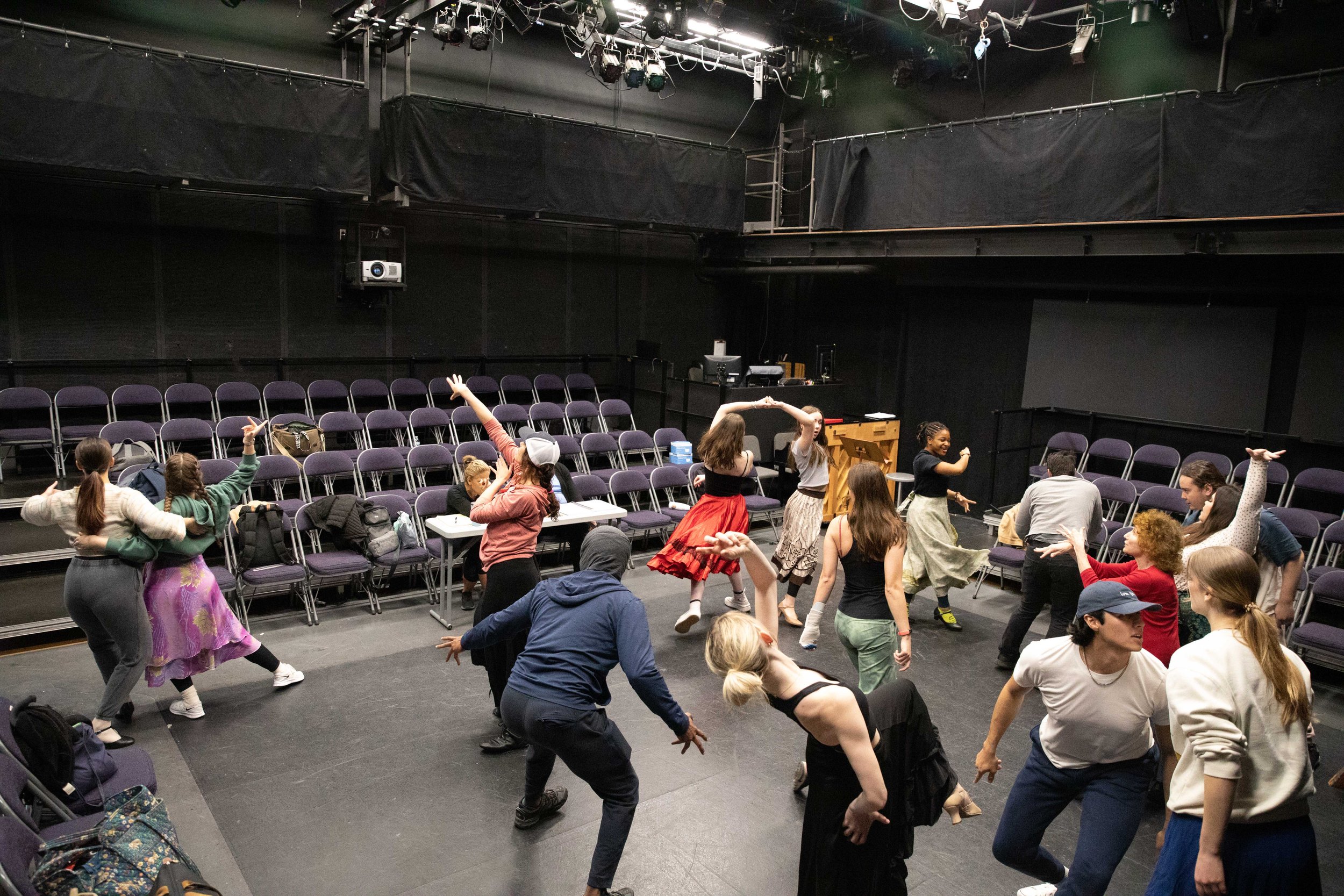  SMC theater students performing at a class rehearsal for the musical “Hunchback of Notredame”. Theater Arts building at SMC main campus, Santa Monica, Calif. March Tuesday 7, 2023. (Jorge Devotto | The Corsair) 