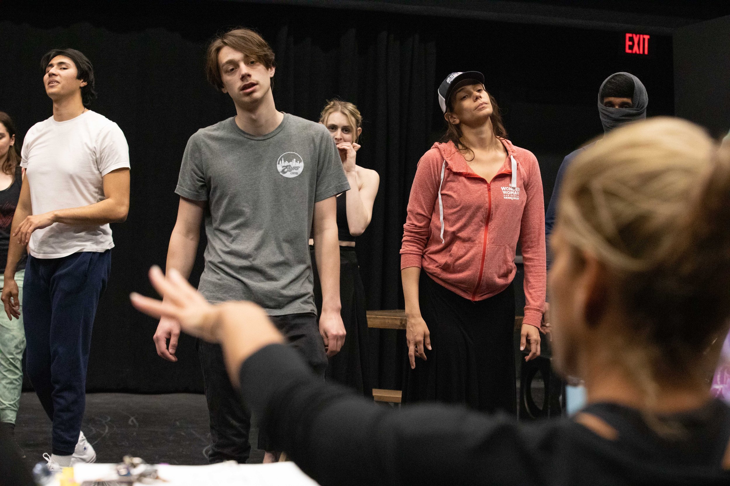  In the foreground, Flamenco Choreographer Cihtli Ocampo giving instructions to SMC theater students at a class rehearsal for the musical “Hunchback of Notredame.” Theater Arts building at SMC main campus, Santa Monica, Calif. March Tuesday 7, 2023. 