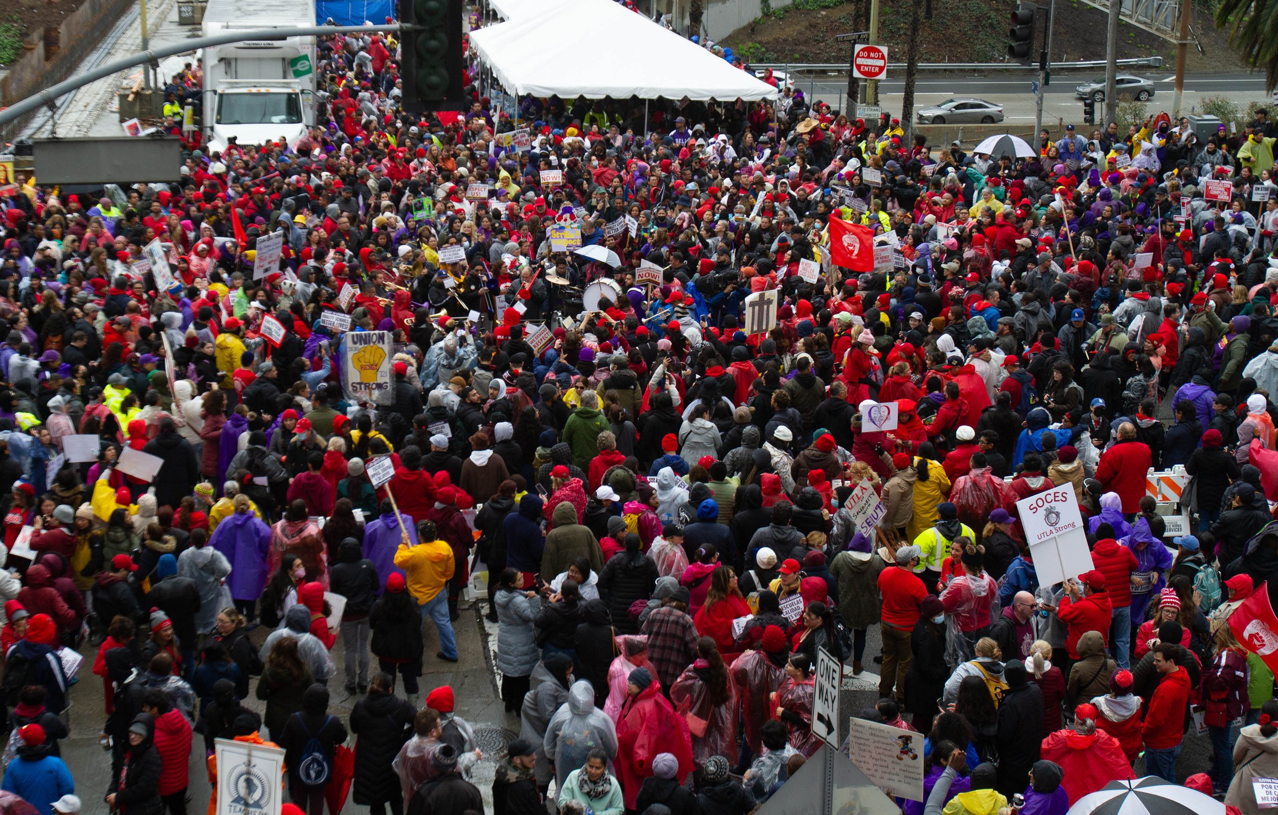  Los Angeles Unified School District SEIU Local 99 organized a 3 day strike, starting on Tuesday, March 21, 2023 at the LAUSD headquarters in Downtown L.A. The strike is being lead by SEIU Local 99 members protesting unfair labor practices. (Baleigh 