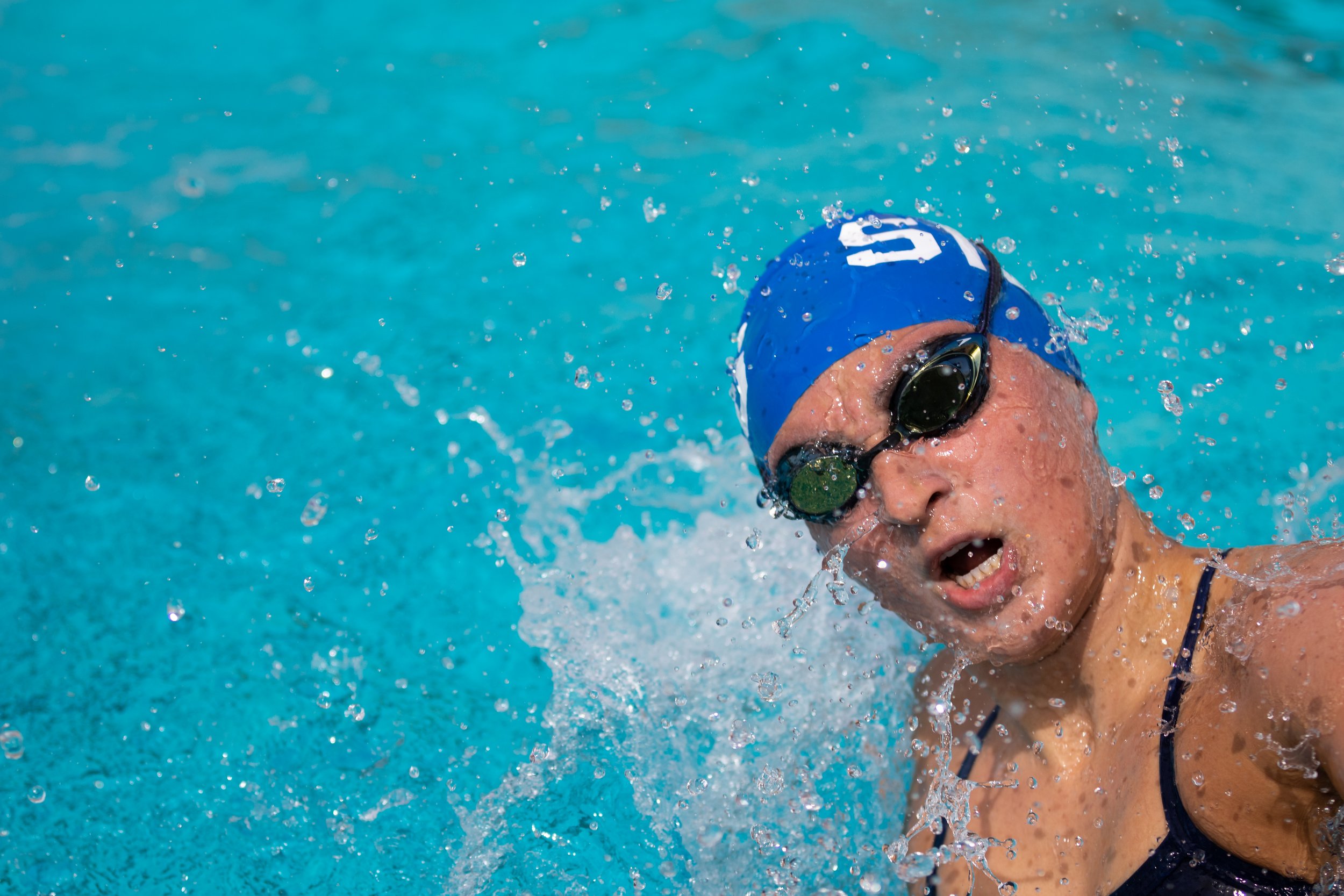  Santa Monica College Corsair Ema Kilmauskas swimming the Women's 200 Yard Butterfly during the second Western State Conference at Los Angeles Valley College, Los Angeles, Calif., on Saturday, March 18, 2023. Kilmauskas swam a time of 2:11.38. (Caylo
