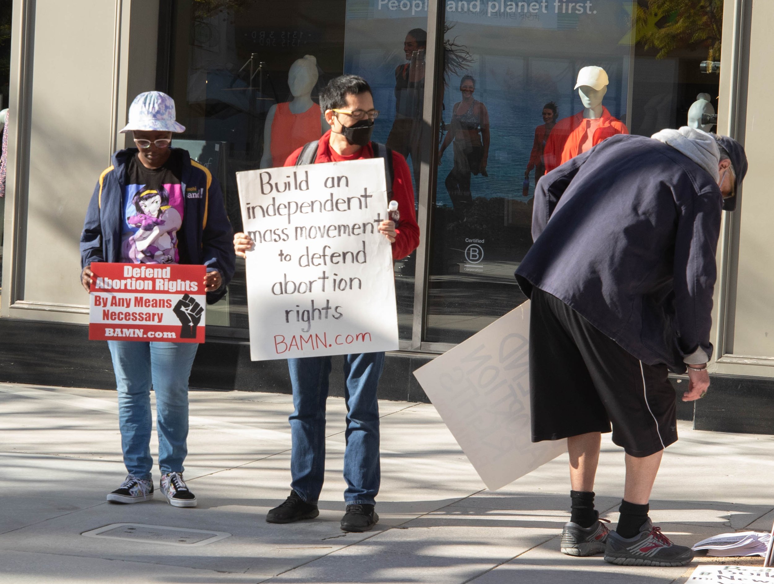  Representatives for the By All Means Necessary (Bamn) organization congrigating outside Planned-Parenthood at the 3rd Street Promenade in Santa Monica, Calif. on Saturday March. 25 2023. (Isaac Manno | The Corsair) 