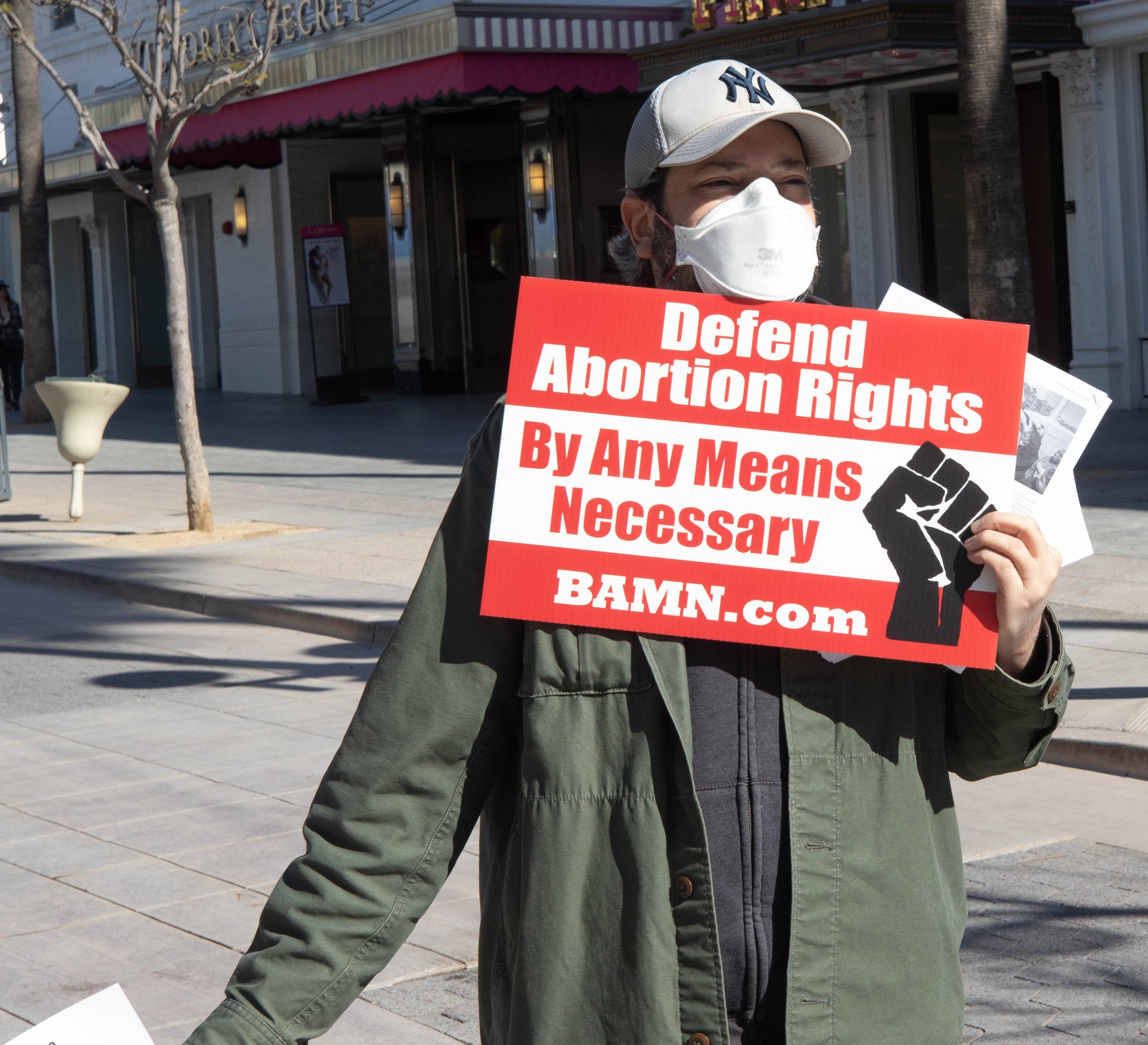  Bamn organizer Adam Lerman  outside the Planned-Parenthood defending abortion rights at the 3rd Street Promenade in Santa Monica, Calif. on Saturday March. 25 2023. (Isaac Manno | The Corsair) 