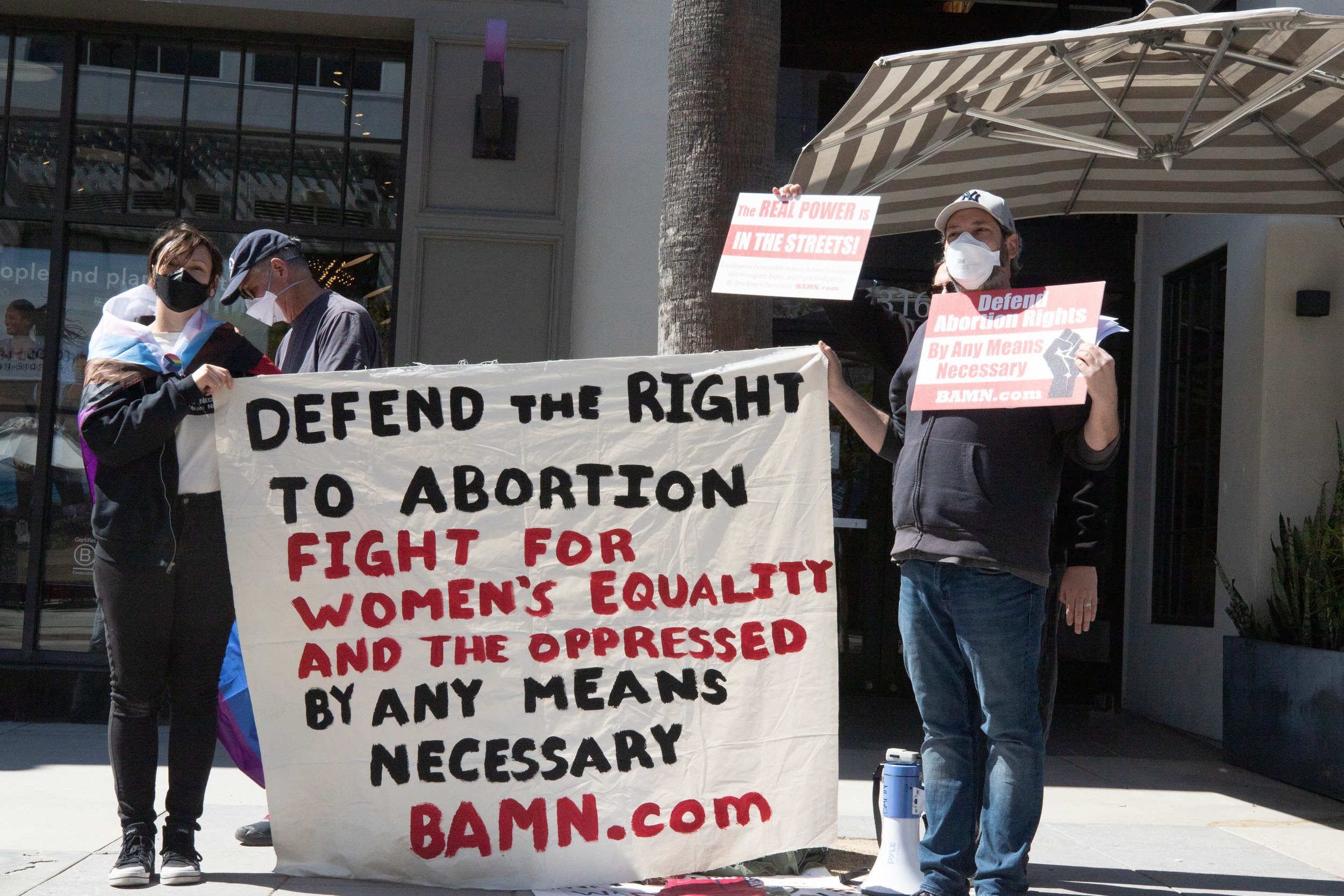  Bamn organizer Adam Lerman  with other Bamn Members outside the Planned-Parenthood defending abortion rights at the 3rd Street Promenade in Santa Monica, Calif. on Saturday March. 25 2023. (Isaac Manno | The Corsair) 