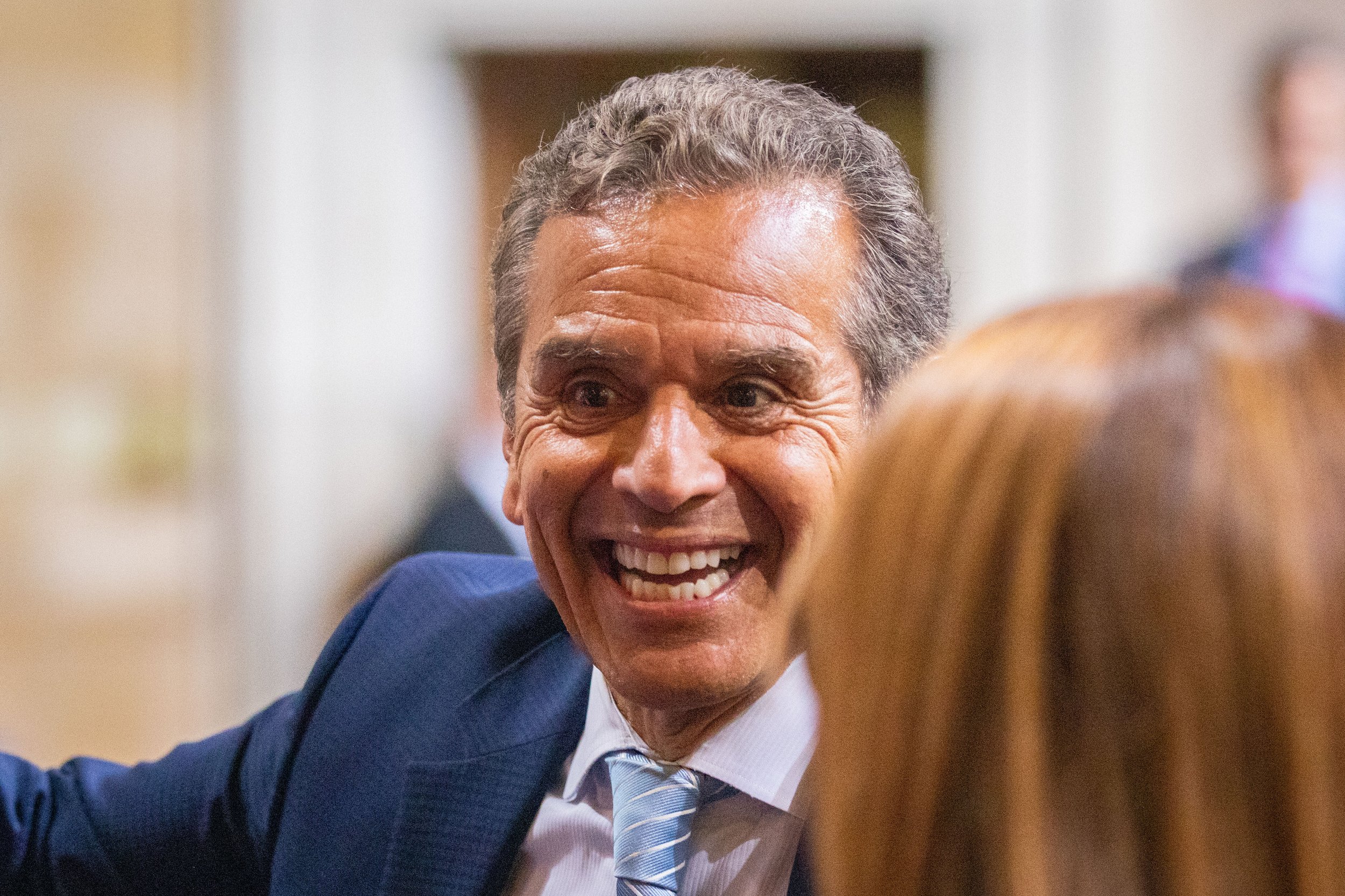  Former Los Angeles Mayor Antonio Villaraigosa (2005-2013) talking to people after current mayor Karen Bass gave her first State of the City address in the Council Chambers, in Los Angeles City Hall, Los Angeles, Calif., on Monday, April 17, 2023. As