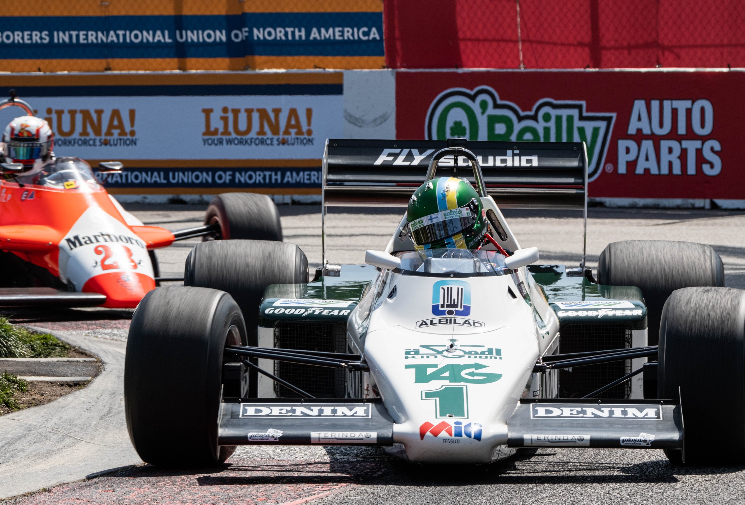  Patrick Long in the Historic F1 Challenge making the second turn of the track in Acura's 48th Grand Prix on Saturday, April 15 at Long Beach, Calif. (Danilo Perez | The Corsair) 