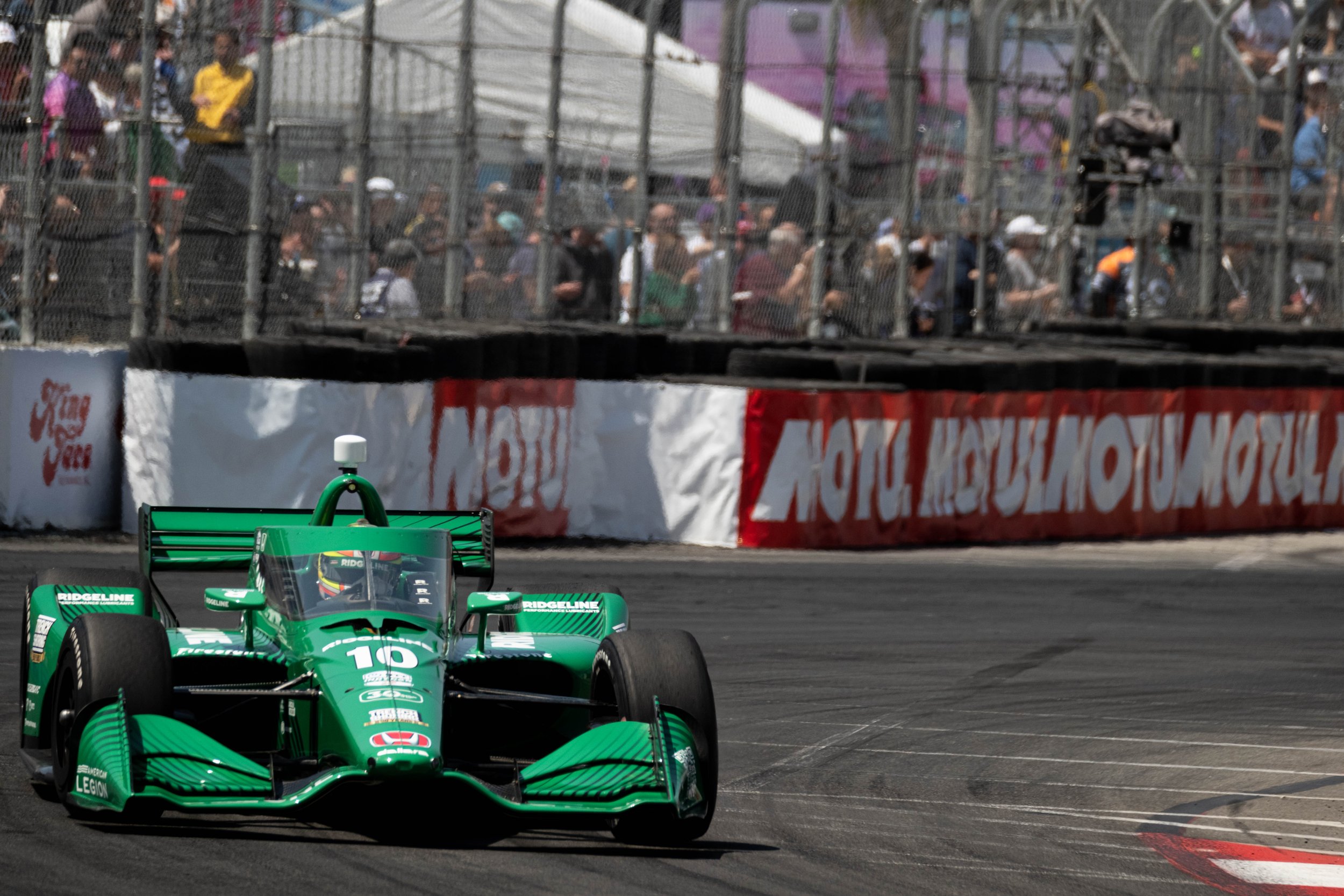  Alex Palou making the tenth turn of the track during the NTT Indycar Series Qualifying & Fast 6 race in Acura's 48th Grand Prix on Saturday, April 15 at Long Beach, Calif. (Danilo Perez | The Corsair) 