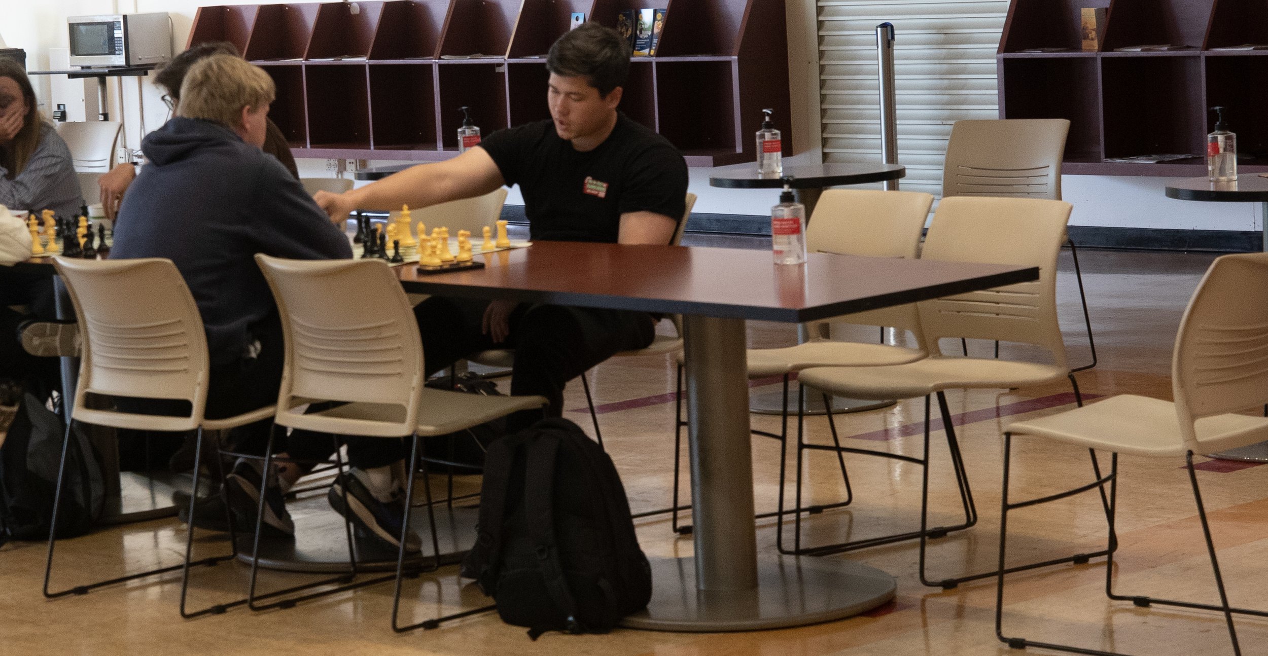  Students playing Chess in the cafeteria of SMC in Santa Monica, Calif. on Thursday, April 20, 2023. (Isaac Manno | The Corsair) 