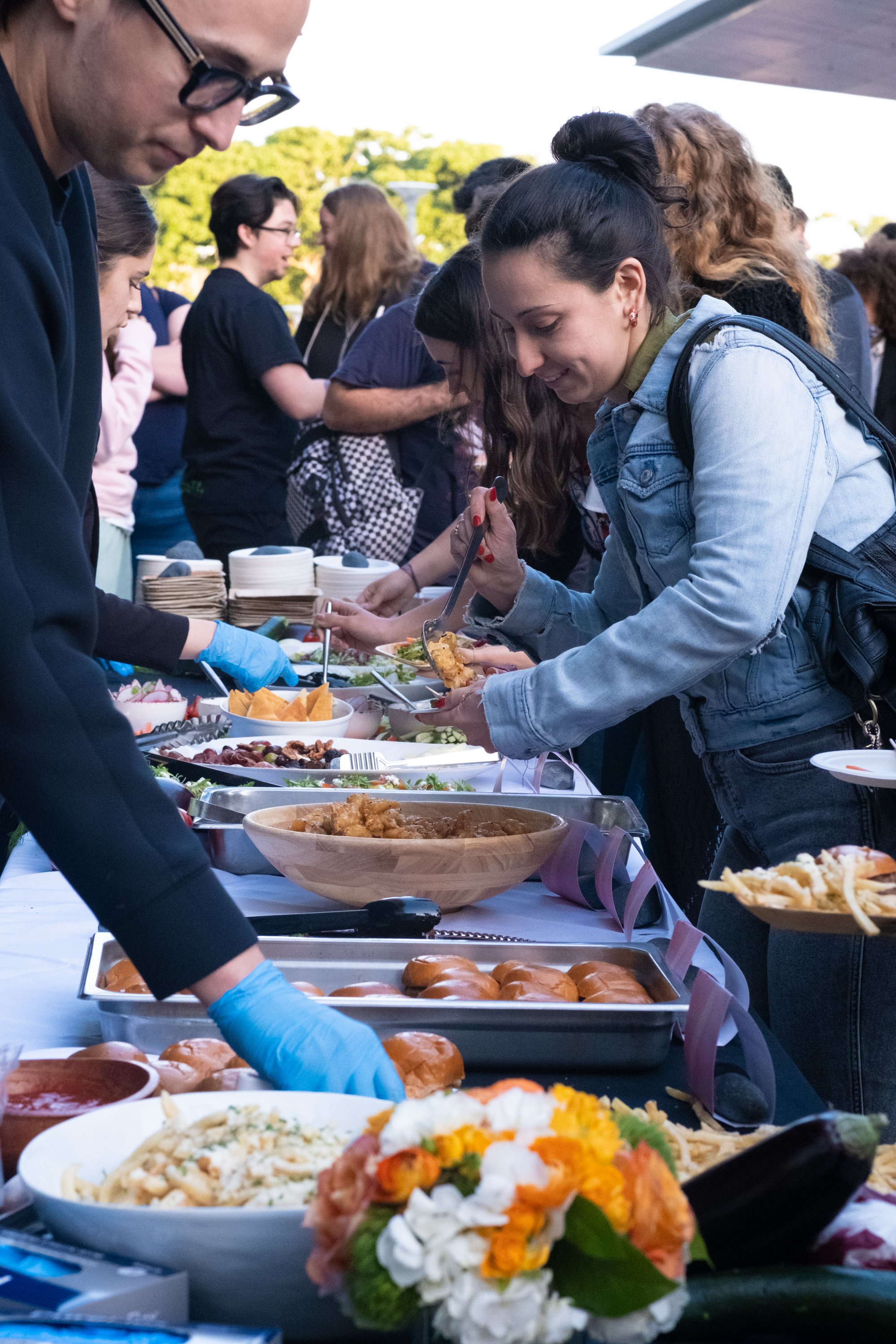  After the talk given by Matika Wilbur, author of "Project 562, Changing The Way We See Native America", on Monday, May 8th, 2023, dinner was served in the courtyard of the Santa Monica College Performing Arts Center in Santa Monica, Calif. Patrons e