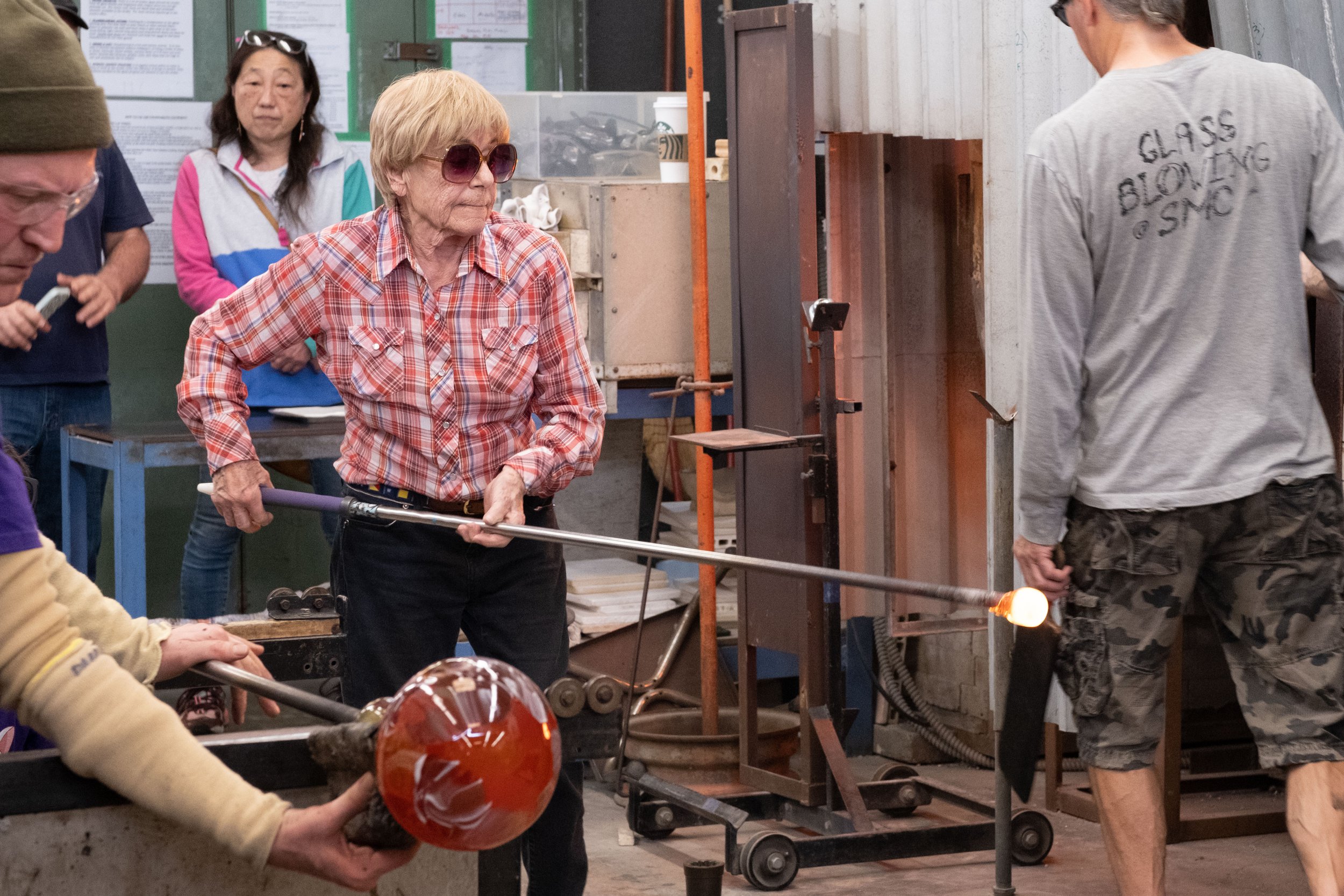  Seija Gerdt has been a part of the Santa Monica College glass blowing program since the beginning. Her birthday wish was to blow glass on her 90th birthdhday, which is in a few weeks, she says. "I never stop doing things." (Akemi Rico | The Corsair)