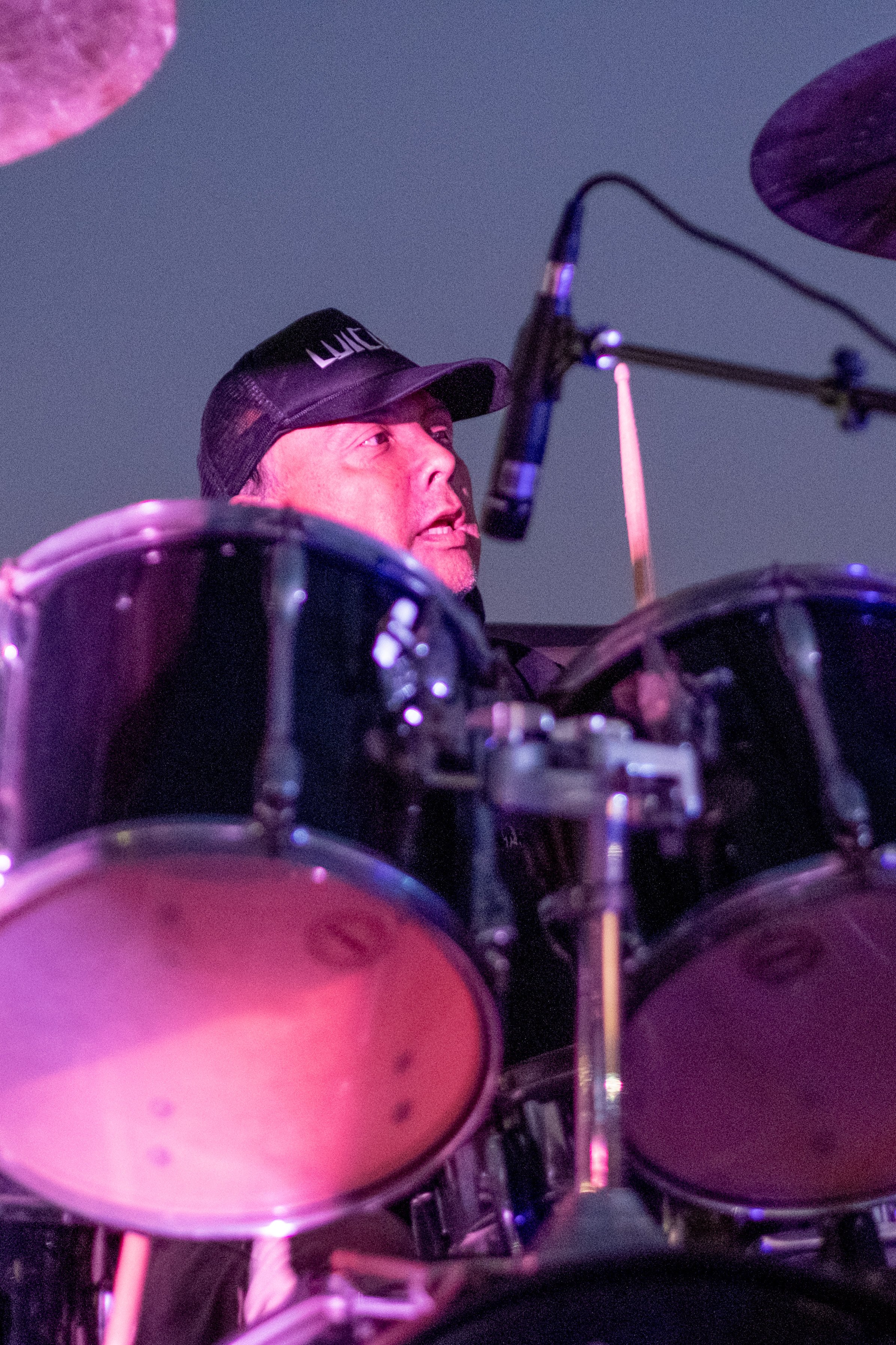  On the drums for the Horny Toads at Locals' Night on the Santa Monica Pier on the parking deck in Santa Monica, Calif. The pier hosts Locals' Night every third Thursday with free programming from 4:00pm to 10:00pm.  (Akemi Rico | The Corsair) 