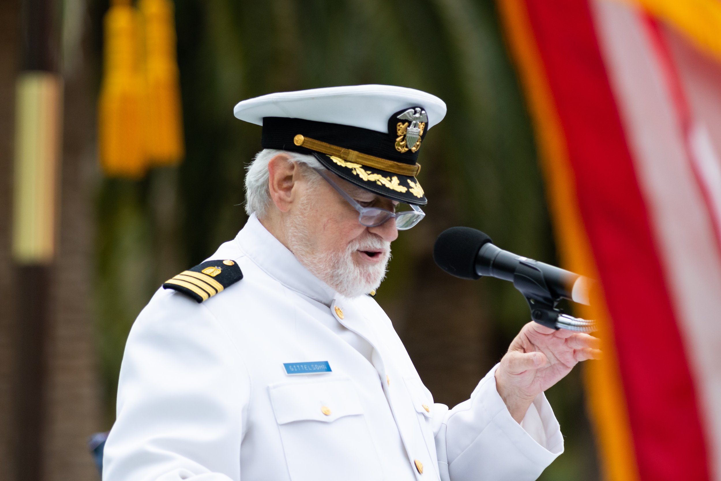  Chaplain Dov Cohen speaks during the Memorial Day Celebration at Los Angeles National Cemetery, Los Angeles, Calif., on Monday, May 29, 2023. Cohen is also chairman of the board for the Cemetery. 