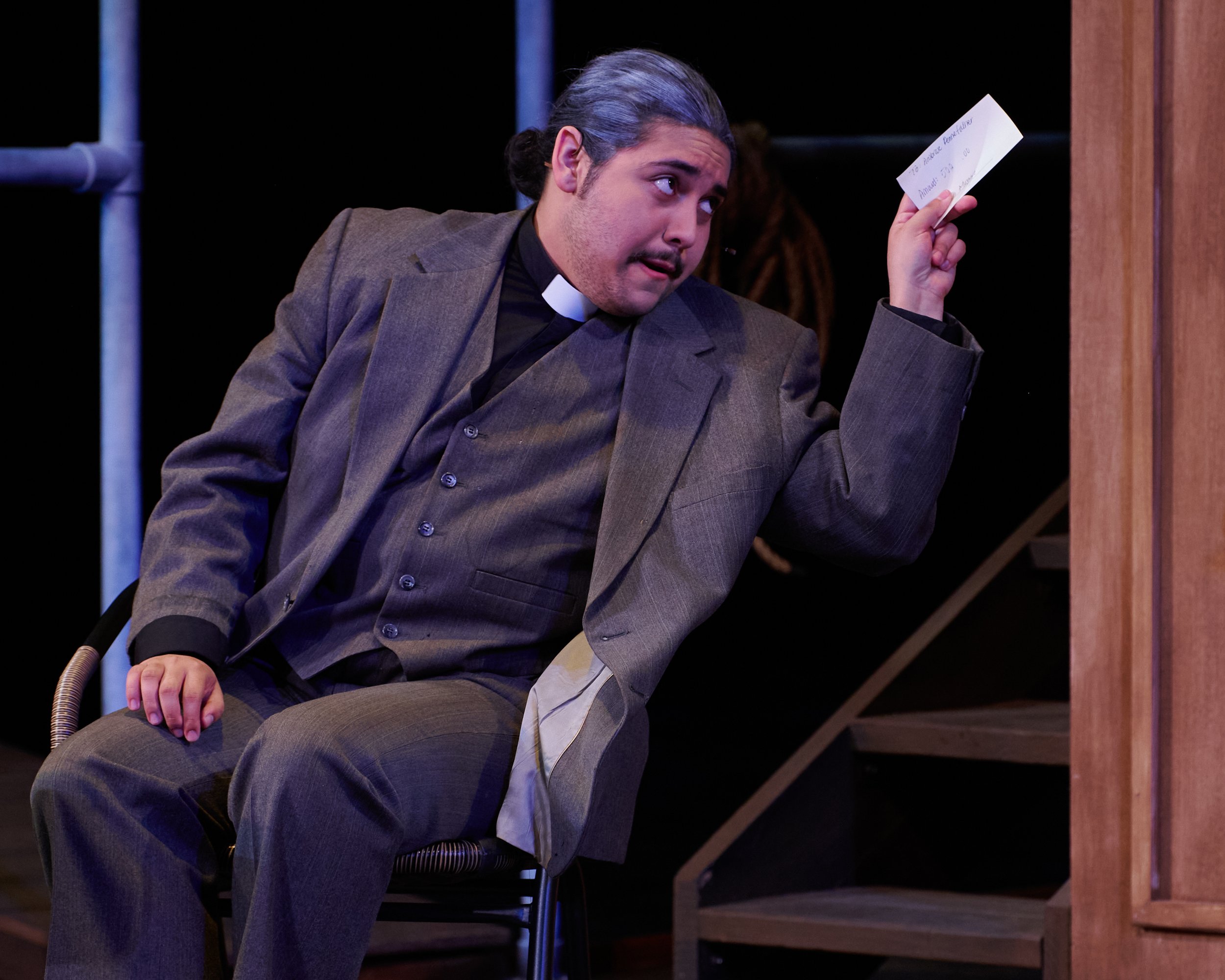  AJ Sohrabi as Canon Pennefather during dress rehearsal of the Santa Monica College Theatre Arts Department production of Agatha Christie's "Murder on the Nile" at the SMC Main Stage on Thursday, May 26, 2023, in Santa Monica, Calif. (Nicholas McCall