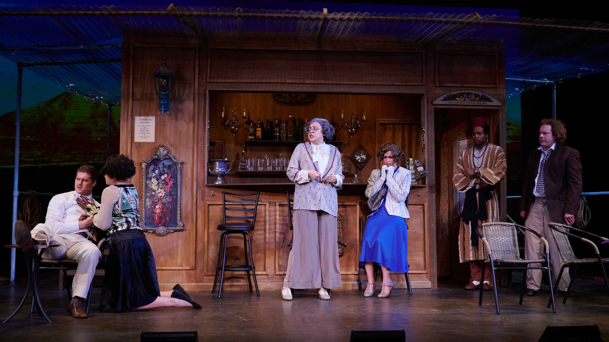  A scene of the Santa Monica College Theatre Arts Department production of Agatha Christie's "Murder on the Nile" during dress rehearsal at the SMC Main Stage on Thursday, May 26, 2023, in Santa Monica, Calif. (Nicholas McCall | The Corsair) 