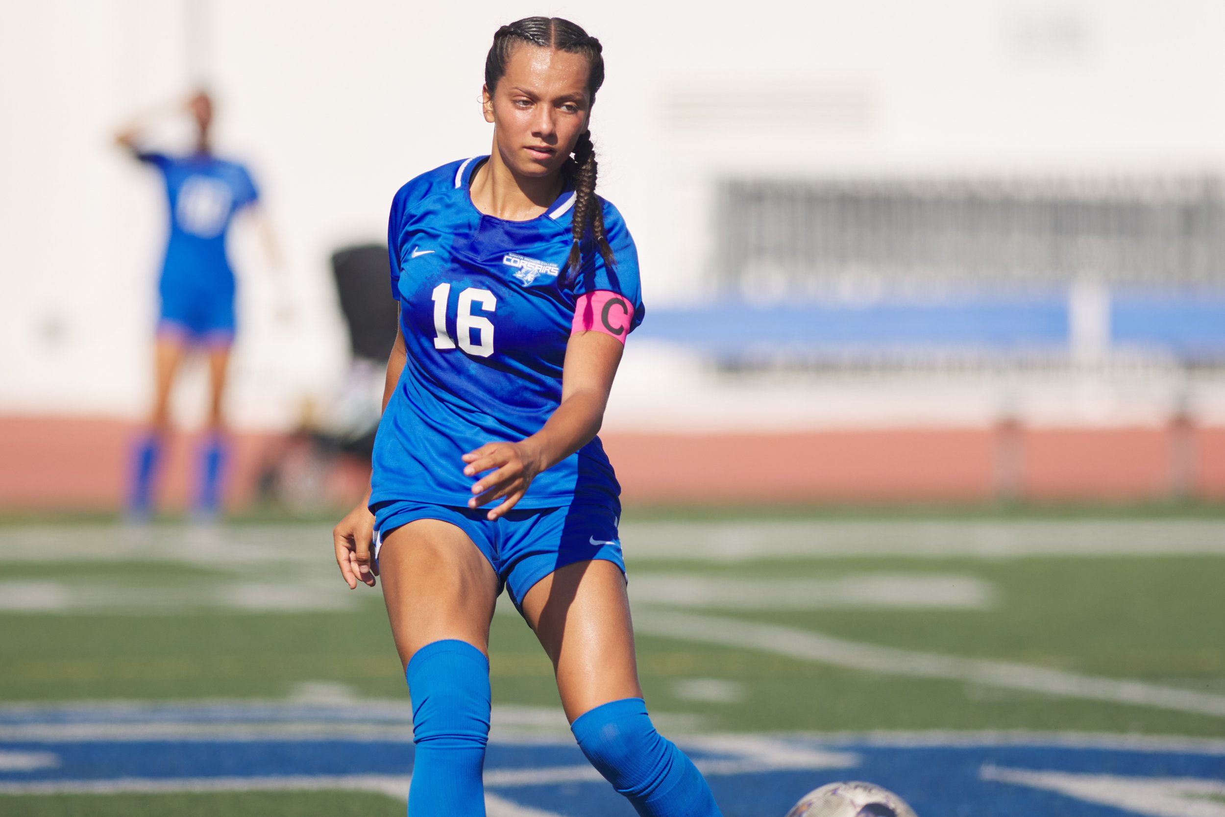  Santa Monica College Corsairs' Bella Velazco during the women's soccer match against the Pasadena City College Lancers on Friday, Sept. 8, 2023, at Corsair Field in Santa Monica , Calif. The Corsairs tied 0-0. (Nicholas McCall | The Corsair) 