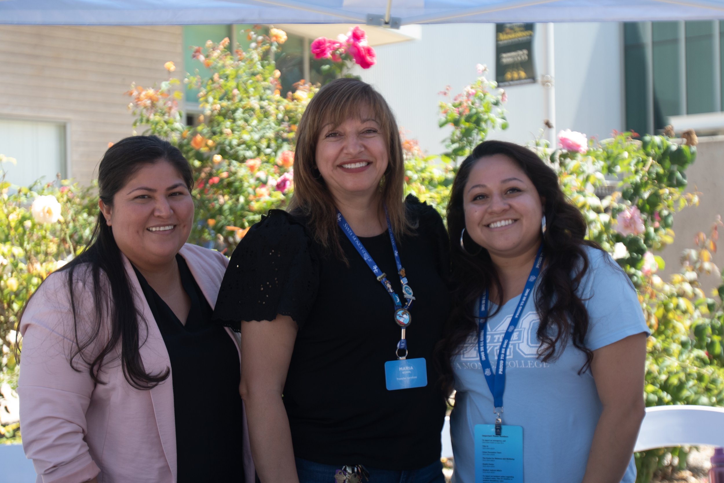  Santa Monica College (SMC) Adjunct Counselor Lupe Cargas, Transfer and Articulation Specialist Maria Bonin and Transfer Completion Counselor Erika Knox at the Counseling booth during the SMC Start Up event on main campus in Santa Monica, Calif., on 
