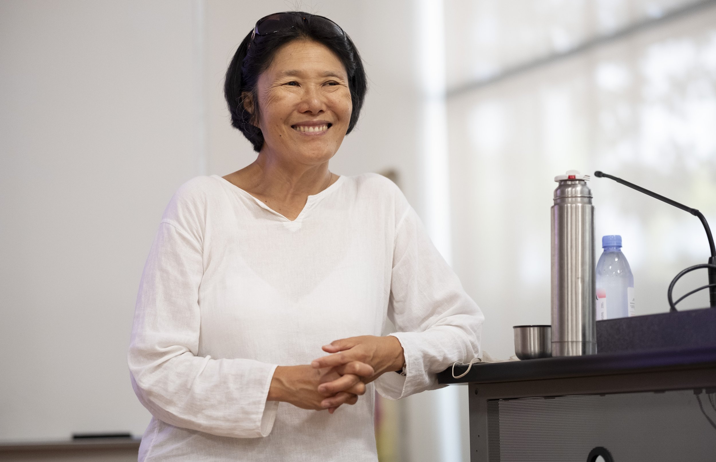 Documentary filmmaker Ann Ann Kaneko answers audience questions in the Humanities & Social Science building at Santa Monica College after screening her film, “Manzanar, Diverted: When Water Becomes Dust” to faculty and students. Thurs. Sept. 14, 202