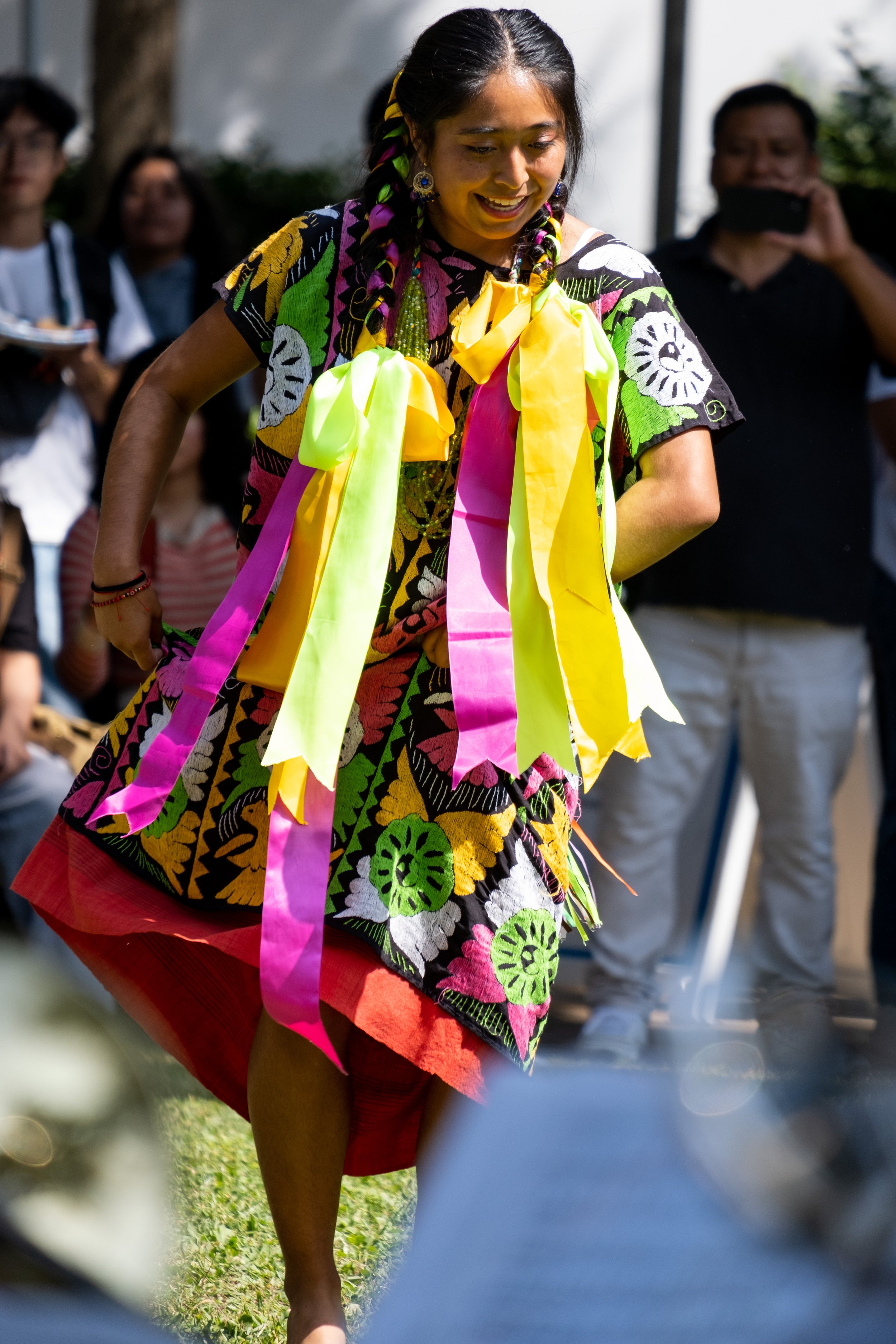  Victoria Isabella Hernandez, economics major from San Miguel del Valle, Oaxaca performs a Oaxacan dance during the Guelaguetza event at the Santa Monica College Main Campus on Thursday, Sept. 28th in Santa Monica, Calif. (Akemi Rico | The Corsair) 