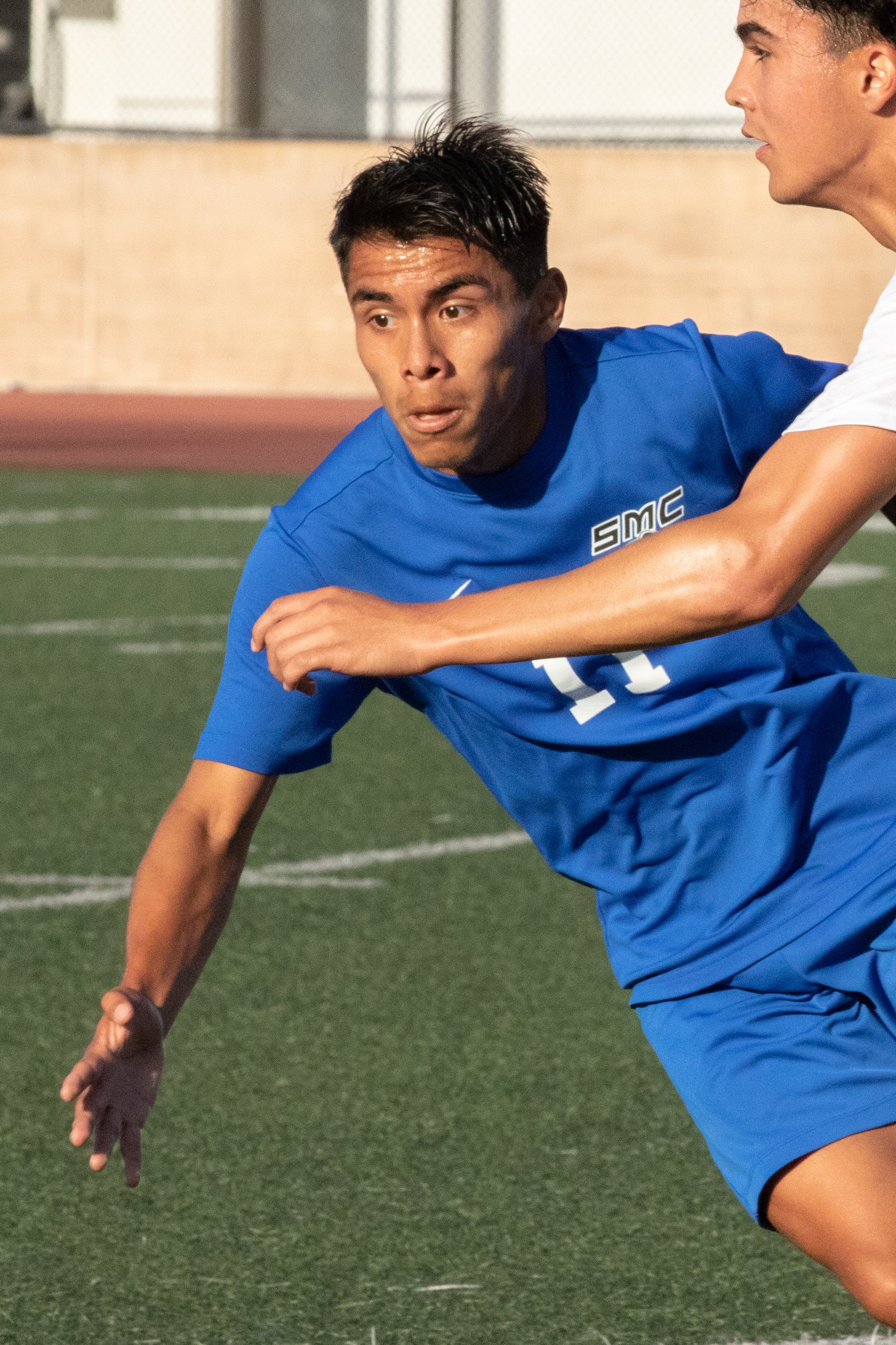  Santa Monica Corsairs' forward Denilson Garcia (11) runs after the ball on Friday, Oct. 13, 2023 at Corsair Field in Santa Monica, Calif. Los Angeles during the men's soccer match against the Los Angeles Mission College Eagles. The Corsairs won, 2-1