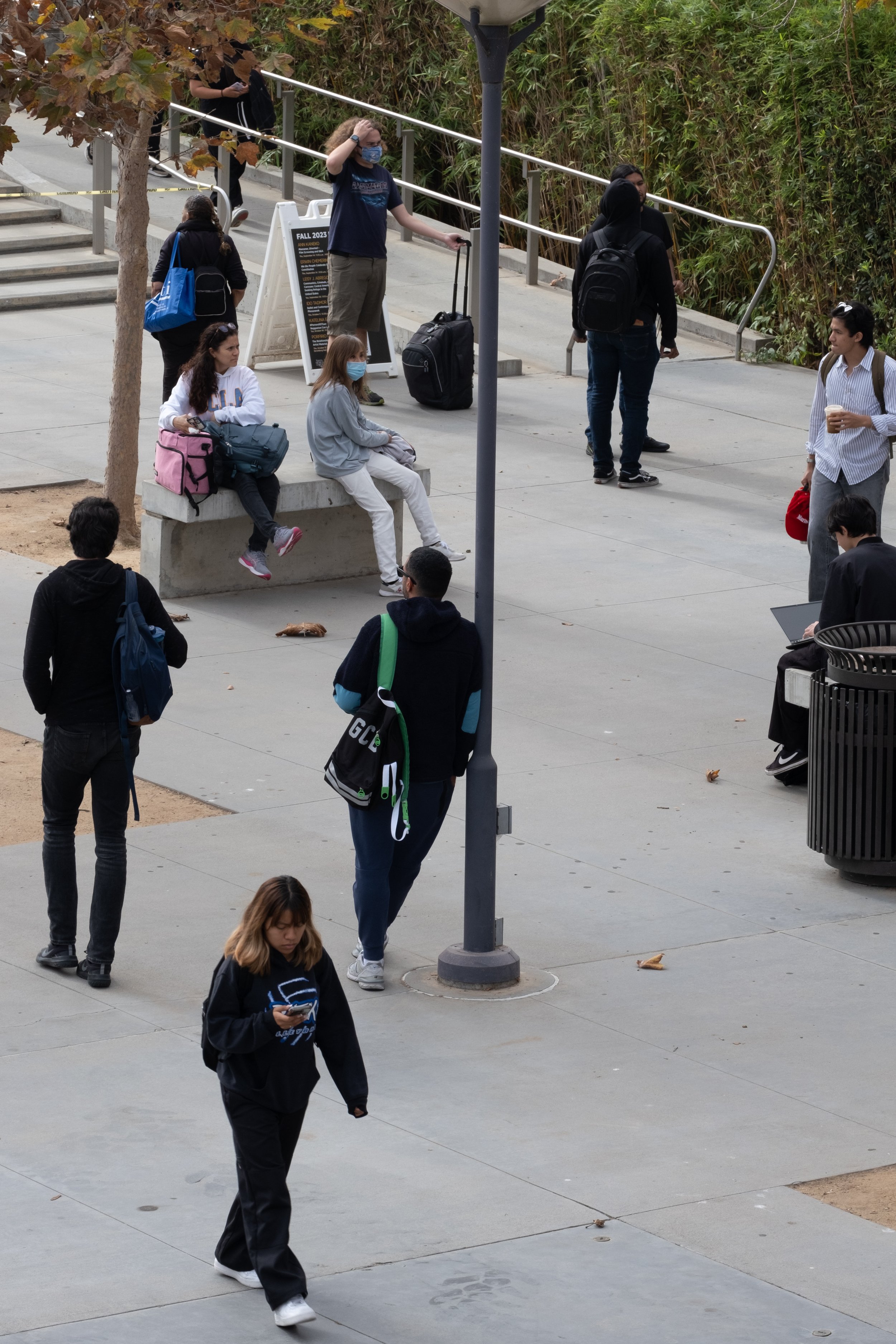  Students could be seen gathered outside the library on the main campus during the Great Shake Out on Thursday, Oct. 19, 2023 at Santa Monica College in Santa Monica, Calif. (Akemi Rico | The Corsair) 