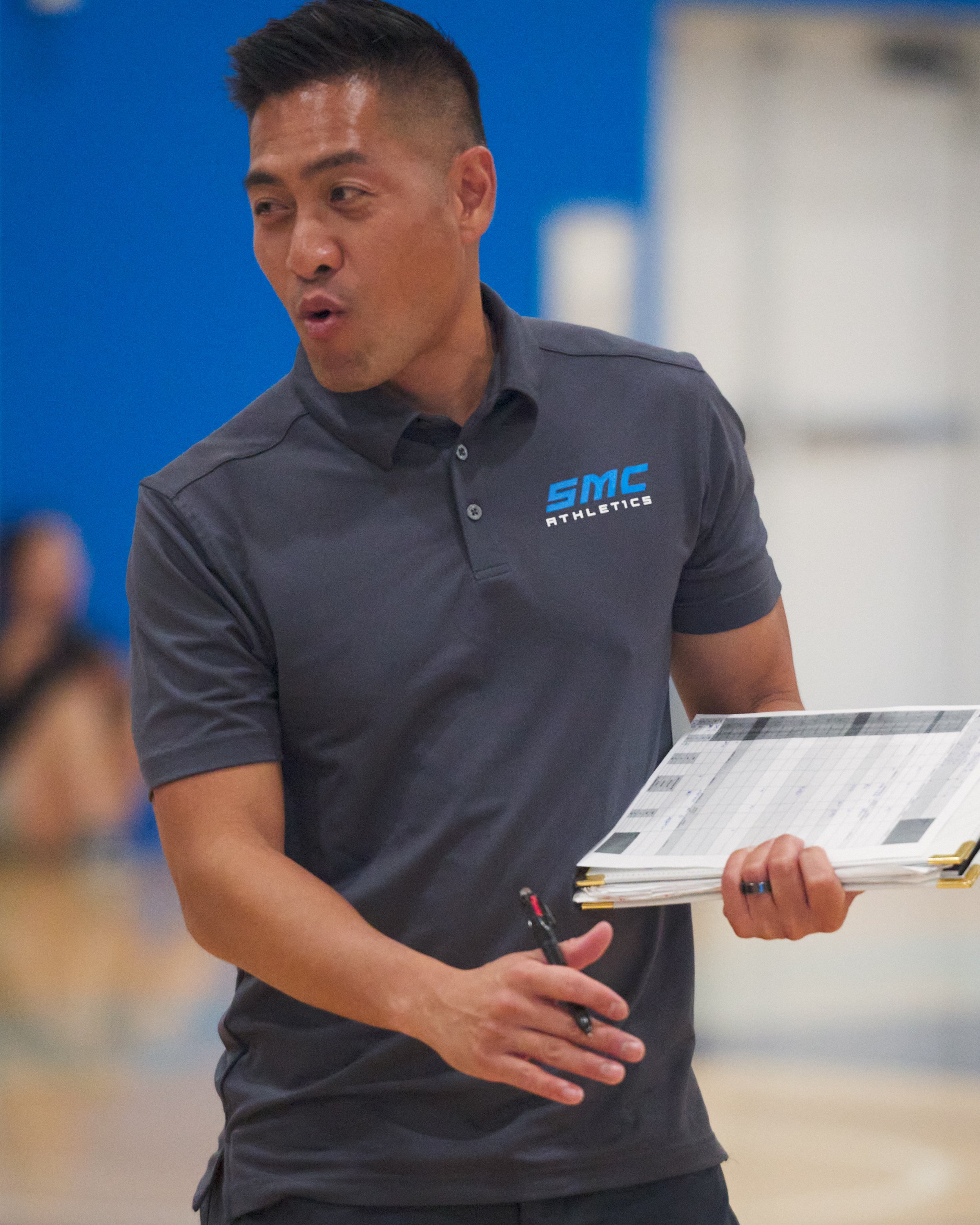 Santa Monica College Corsairs Women's Volleyball Head Coach Christian Cammayo during the match against the Citrus College Owls on Wednesday, Oct. 25, 2026, at Corsair Gym in Santa Monica, Calif. The Corsairs won 3-0. (Nicholas McCall | The Corsair) 
