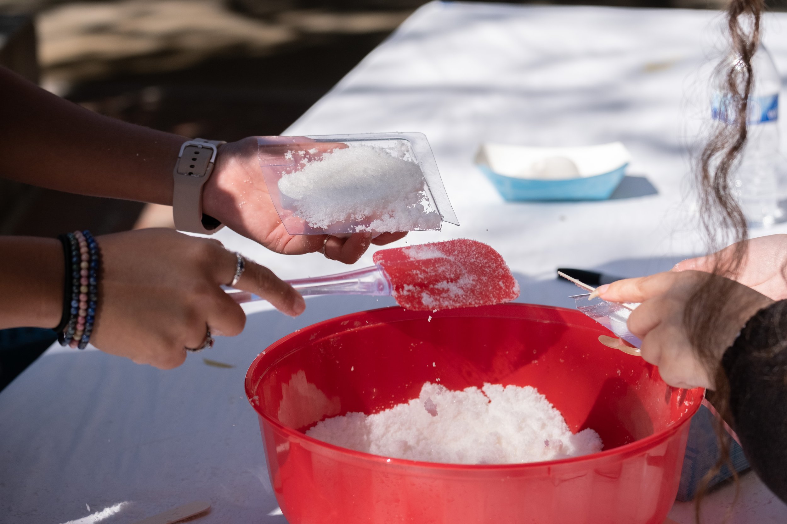  A close up of the molding process, as Santa Monica College students pack sugar into molds to make sugar skulls in the Art Department Patio at Santa Monica College's Main Campus in Santa Monica, Calif. on Thursday, Oct. 26, 2023. (Akemi Rico | The Co