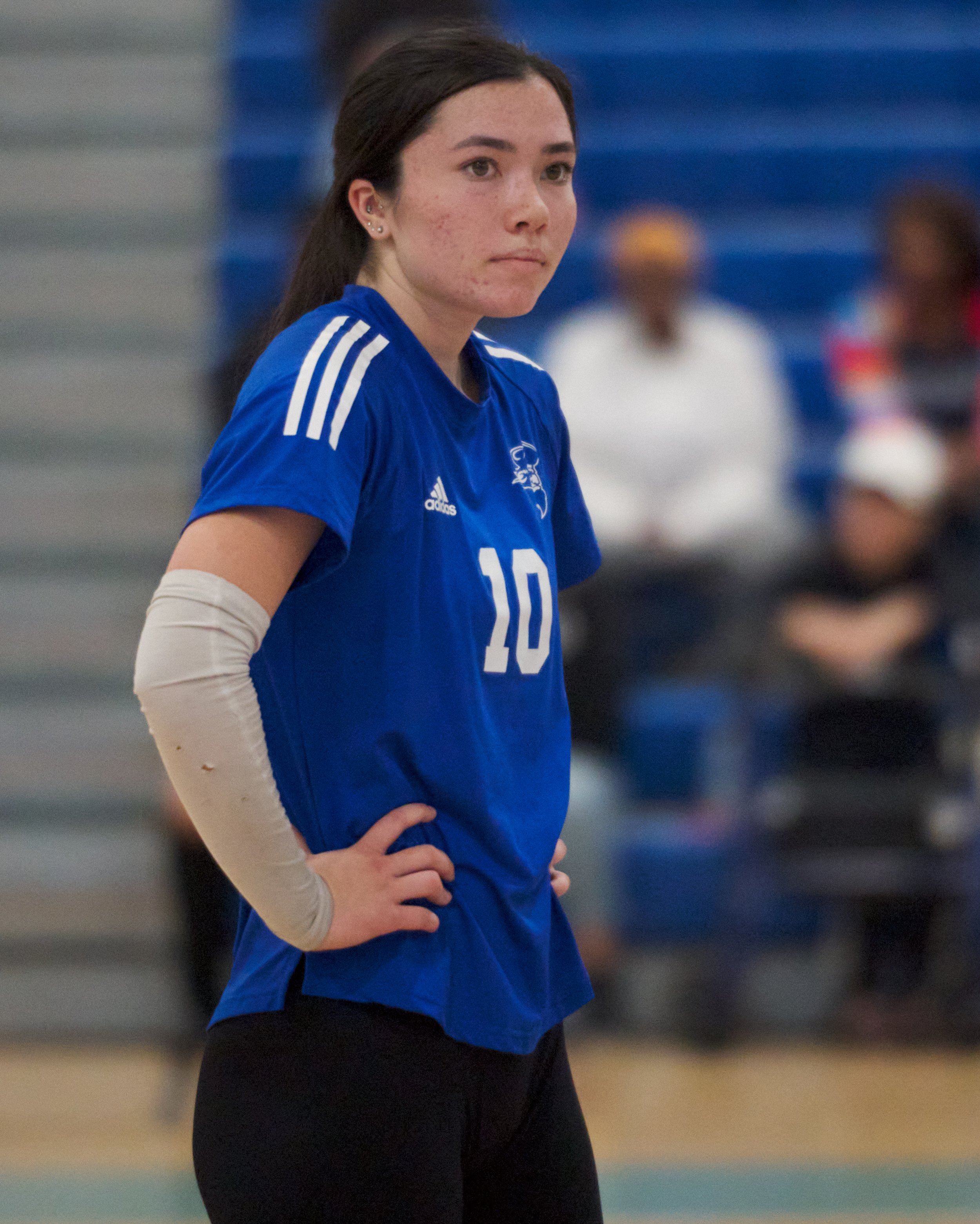  Santa Monica College Corsairs libero Sophia Odle during the women's volleyball match against the Bakersfield College Renegades on Wednesday, Nov. 1, 2023, at Corsair Gym in Santa Monica, Calif. The Corsairs won 3-2. (Nicholas McCall | The Corsair) 