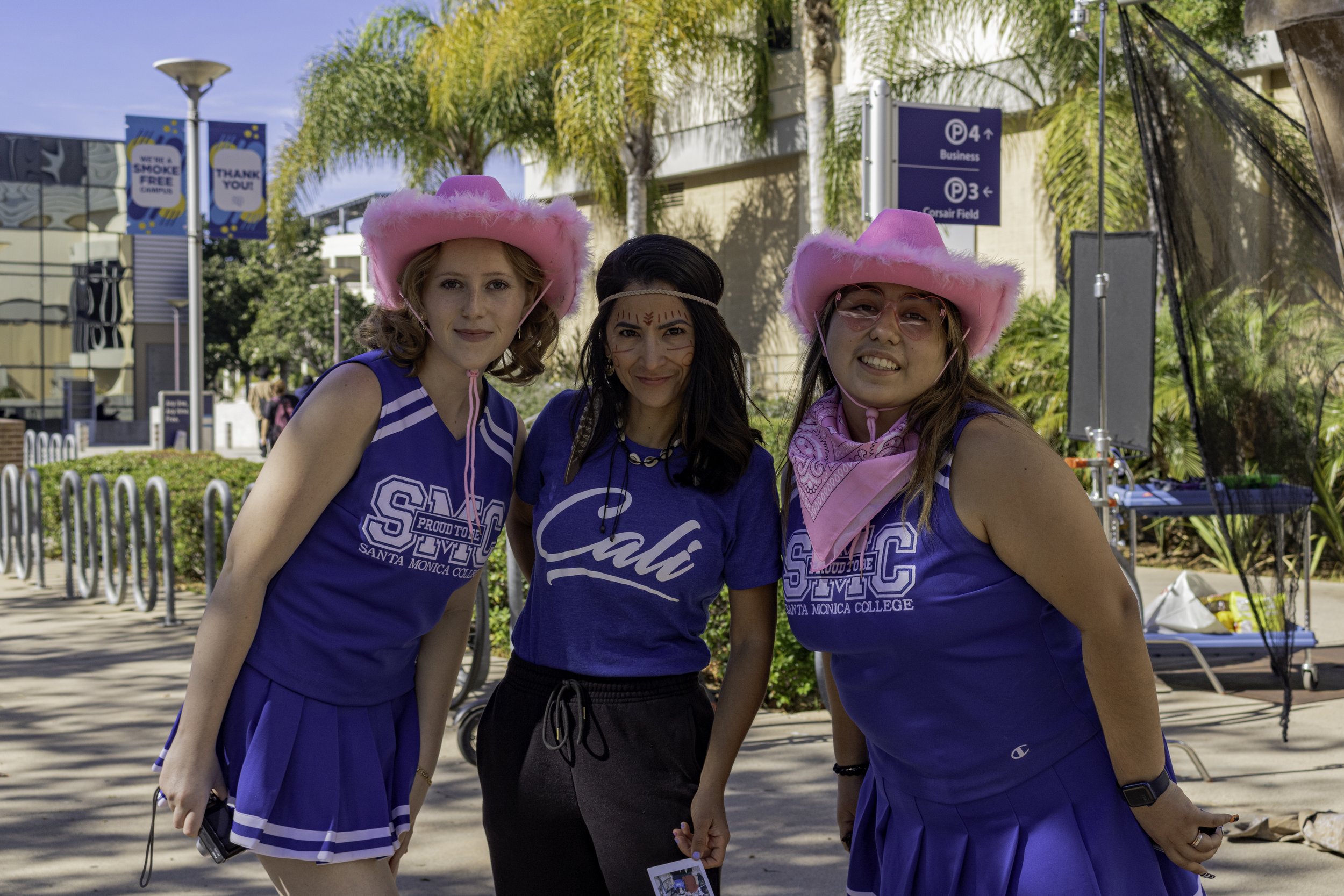  Santa Monica College, Beatrice Aguirre (center) poses next photograph the Corsair's Cheerleaders during Club Row on Oct. 31, 2023 in Santa Monica, Cali. (Kevin Mendoza | The Corsair) 