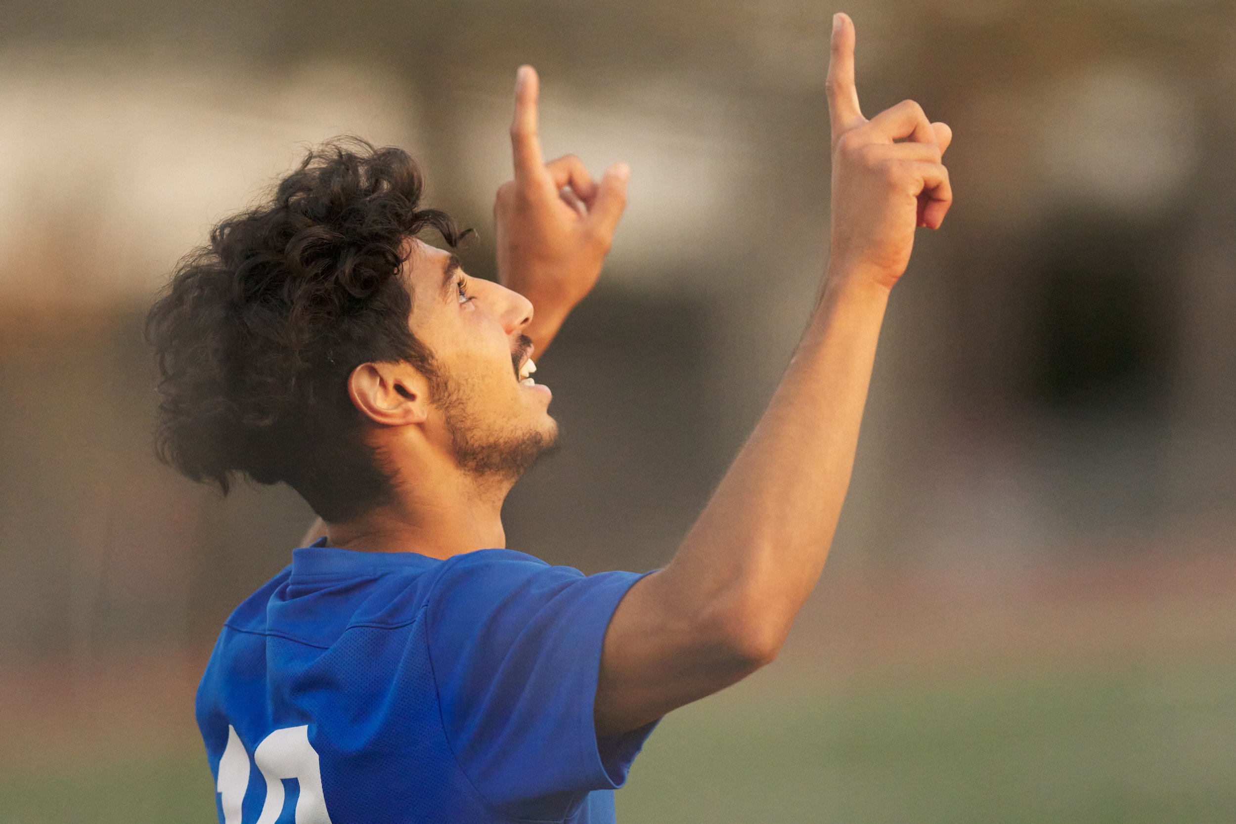  Santa Monica College Corsairs midfielder Roey Kivity celebrates after scoring a second goal during the men's soccer match against the Moorpark College Raiders on Thursday, Nov. 9, 2023, at Corsair Field in Santa Monica, Calif. The Corsairs won 7-0. 