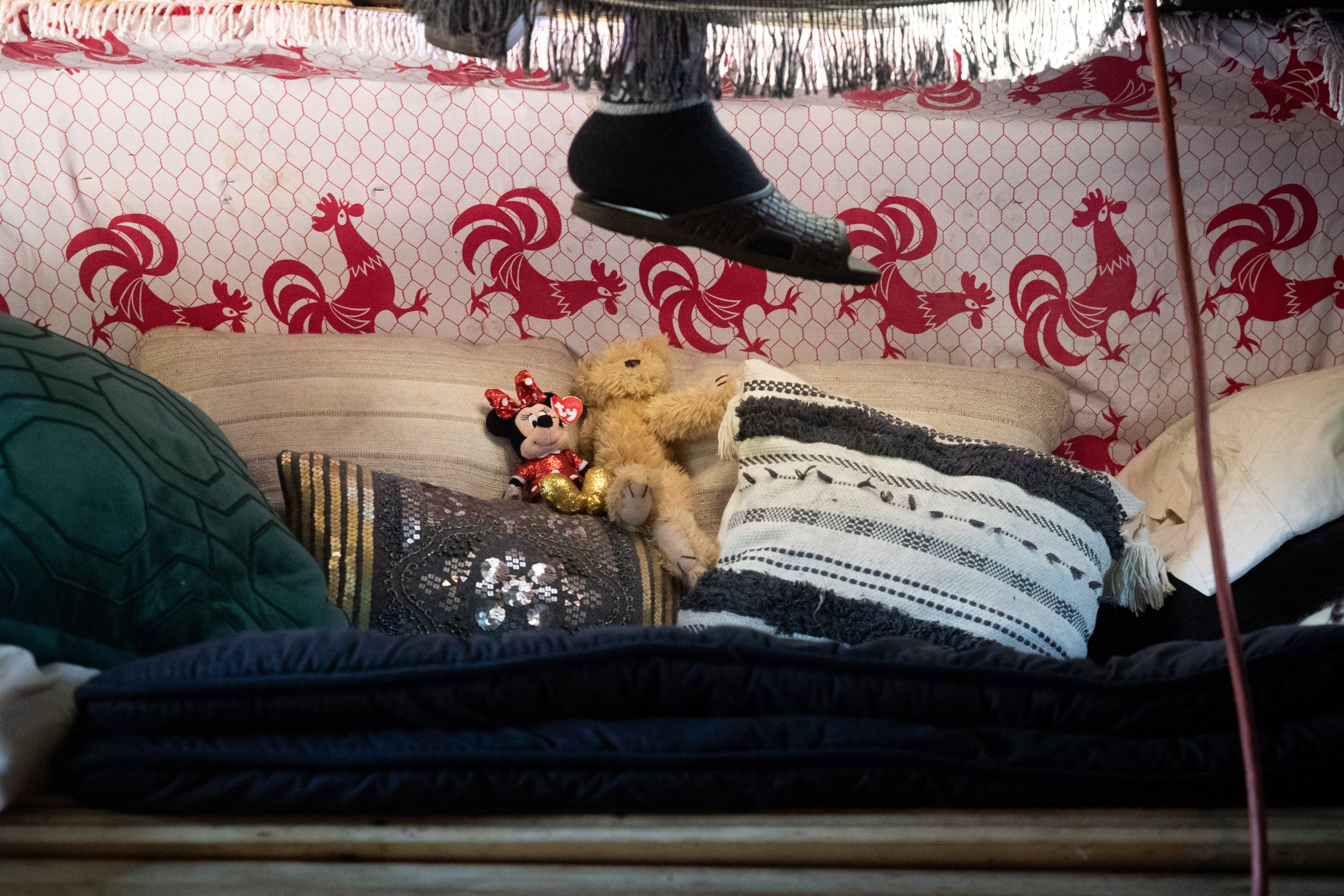 Rebecca Dannenbaum’s bed in the RV that she lives in on Venice Blvd. in Los Angeles, Calif., on Sunday, Sept. 24, 2023. Dannenbaum has lived in this same spot for about seven years, and it has become a sort of hub for many of her friends. (Caylo Sea