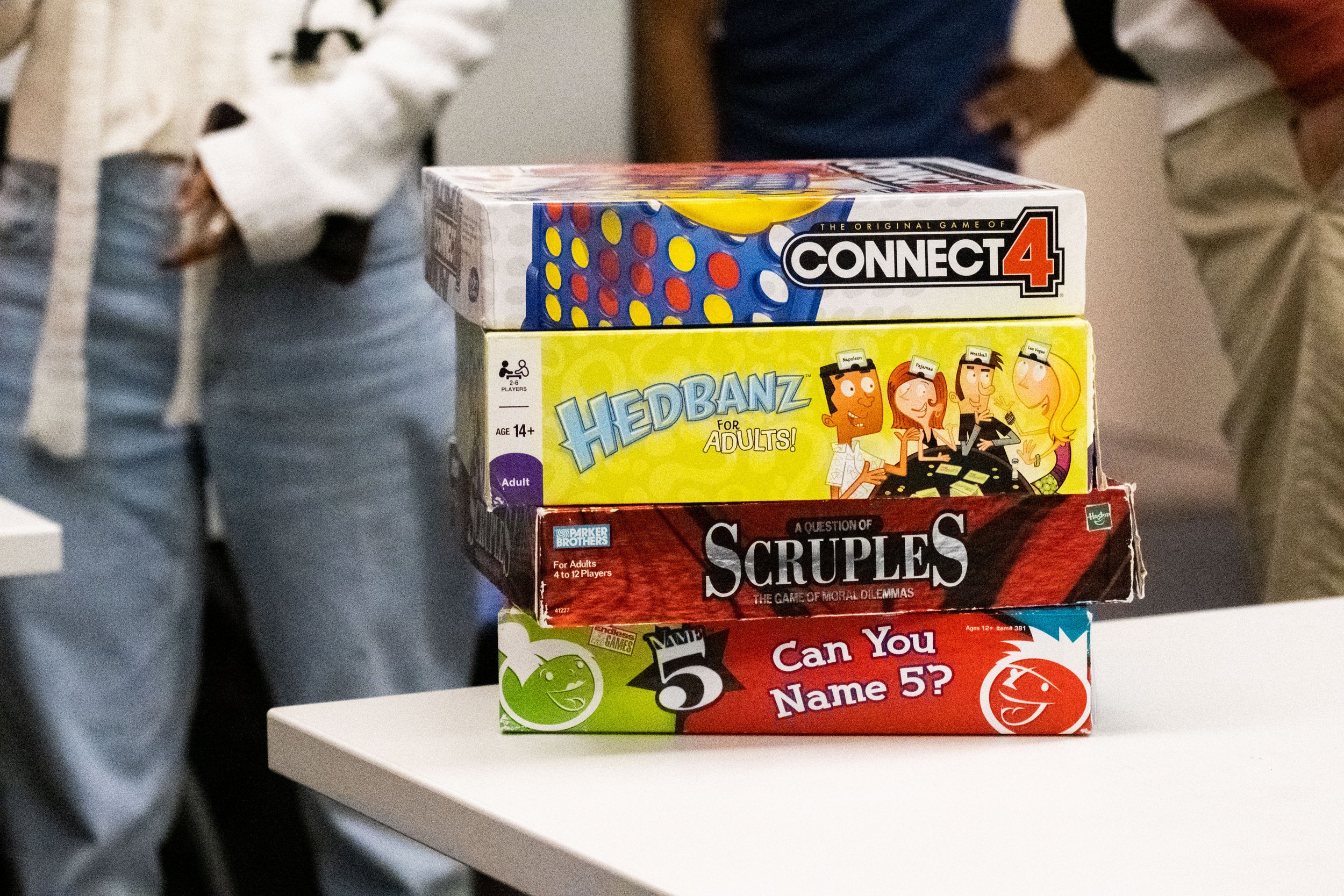  A stack of games was brought to the IDEA meeting on Tuesday, Oct. 17th, 2023, in the Equity Center on the main campus of Santa Monica College in Santa Monica, Calif. with the intention to give members of the club a chance to play, have fun, and rela