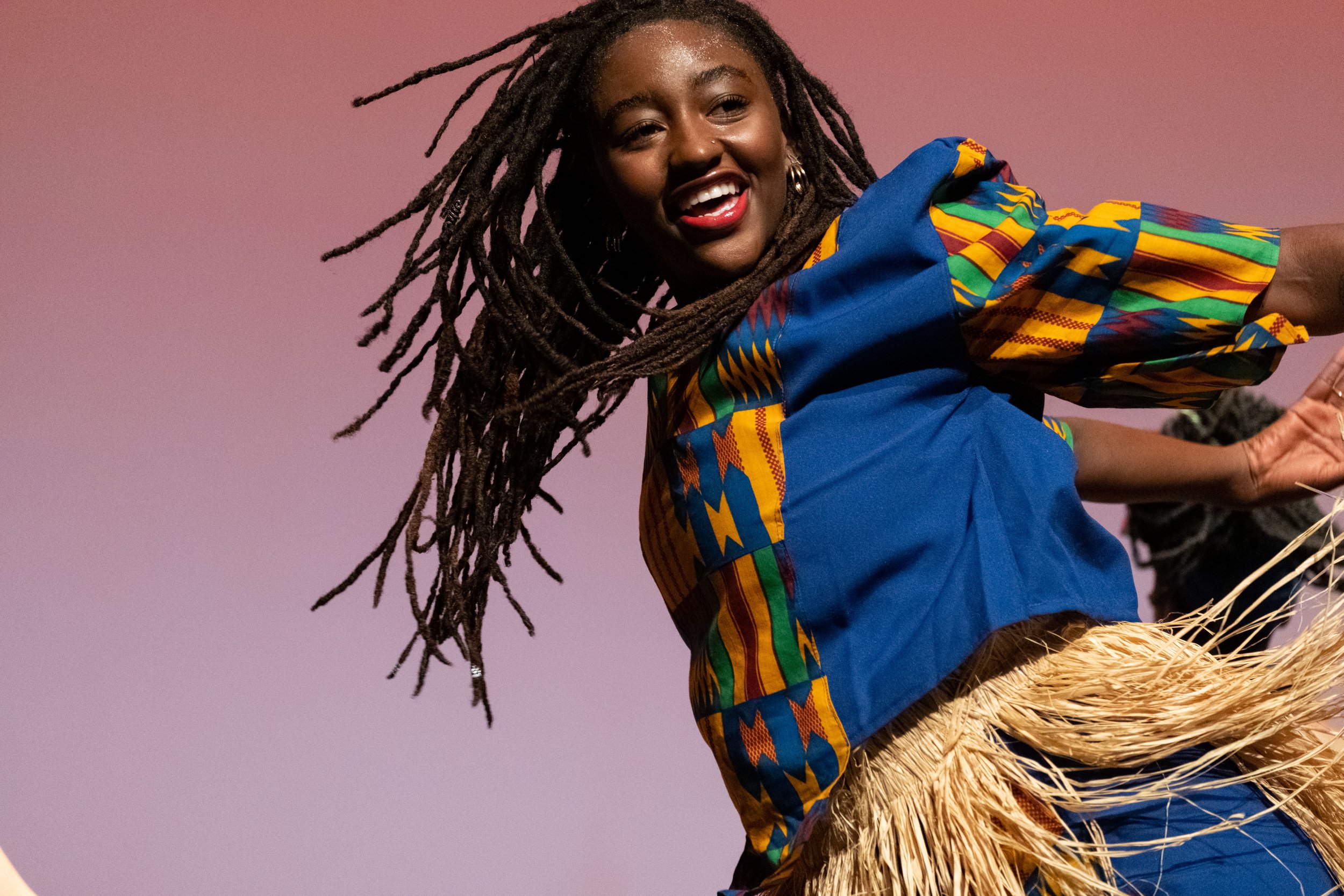  UCLA student Aryeal Lands performs "Heredon", a West African Mandé at the dress rehearsal for Global Motion on stage at BroadStage in Santa Monica, Calif. on Wednesday, Nov. 15, 2023. (Akemi Rico | The Corsair) 