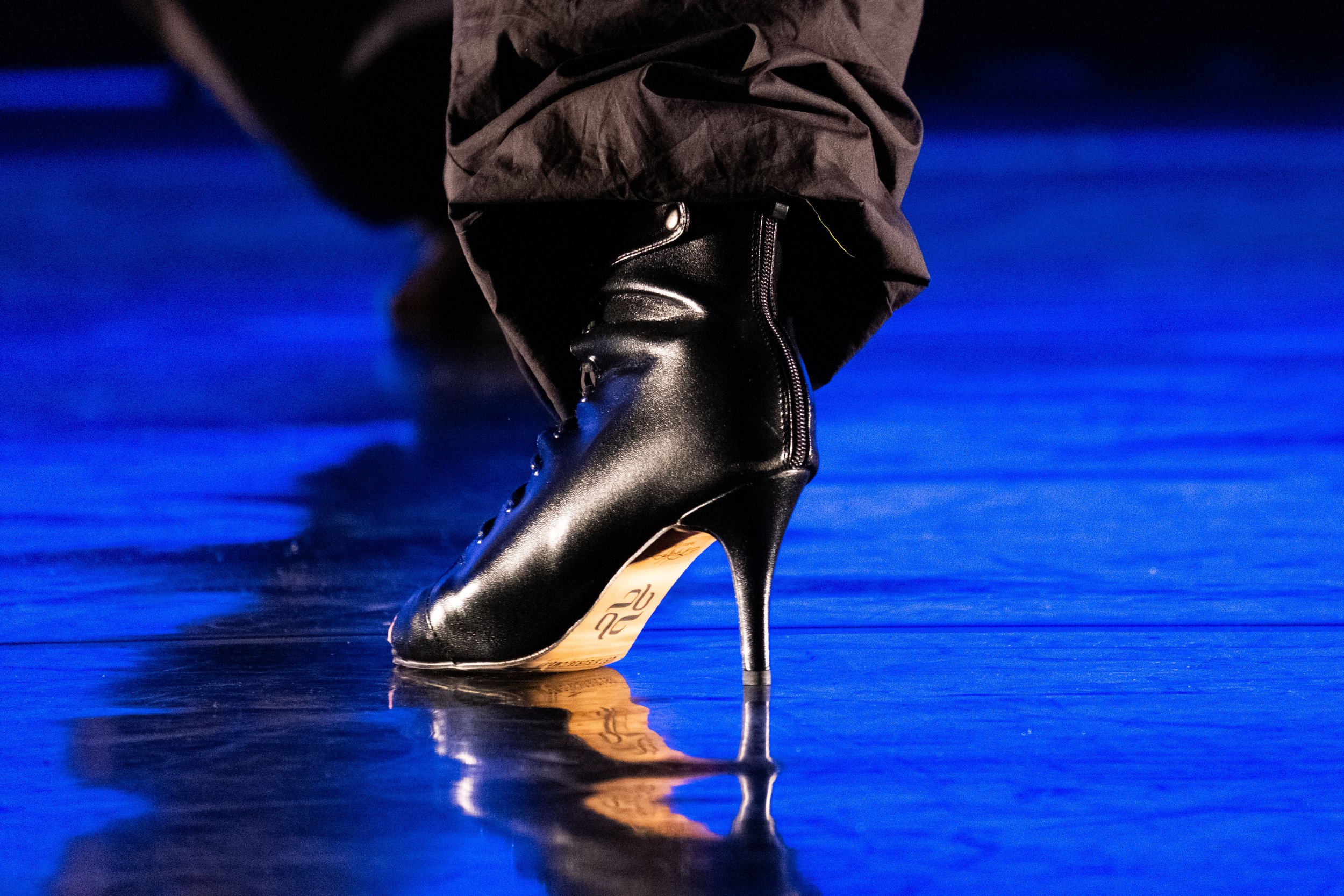  A close up of a stiletto heel during "Elegance Unleashed", a Heels dance style choreography from the USA at the dress rehearsal for Global Motion on stage at BroadStage in Santa Monica, Calif. on Wednesday, Nov. 15, 2023. (Akemi Rico | The Corsair) 