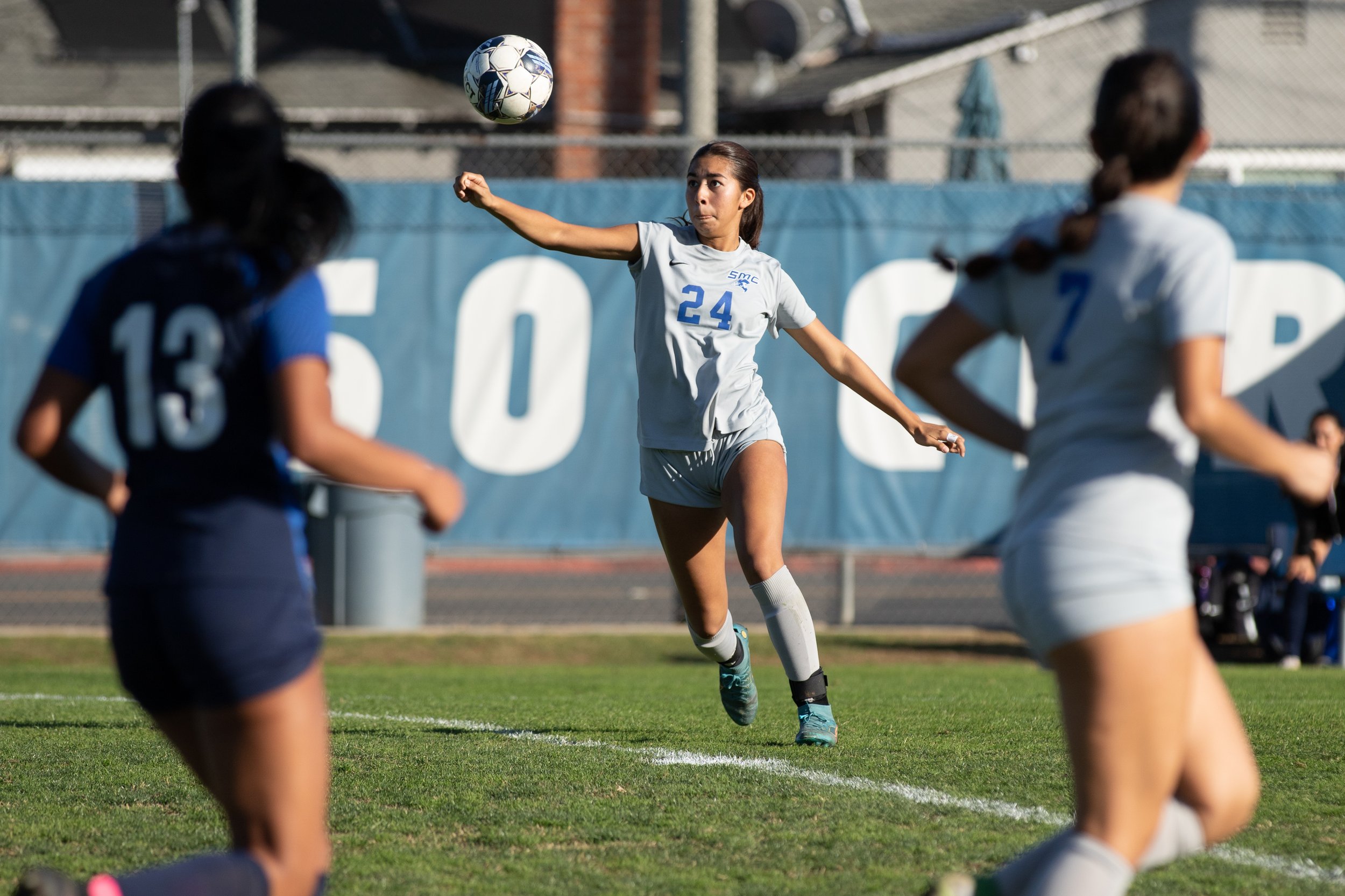  Santa Monica Corsairs' center midfielder Andrea Ortiz (24) during the women's soccer match on Saturday, Nov. 25, 2023 at Cypress College in Cypress, Calif.  (Akemi Rico | The Corsair) 