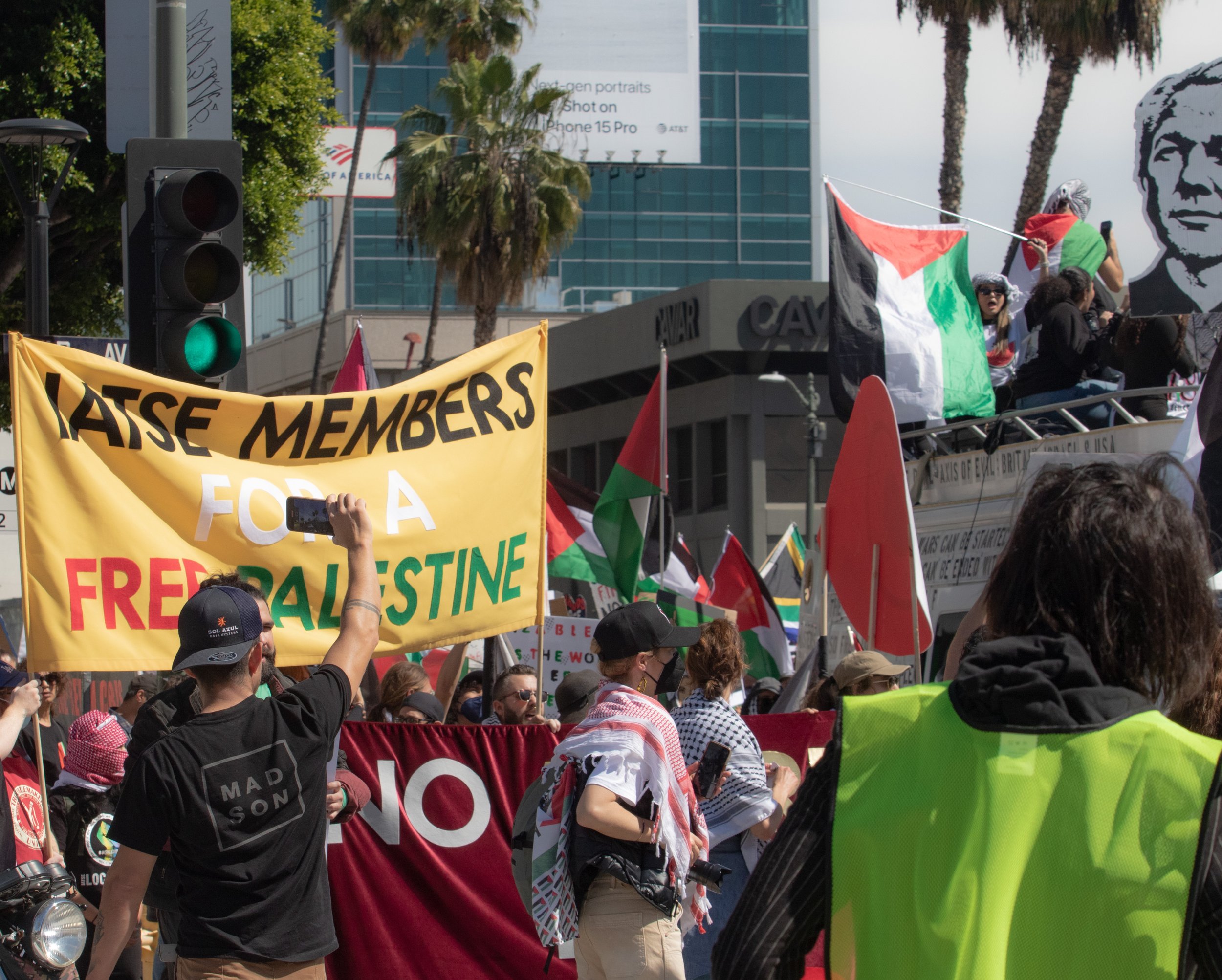  Demonstrators march toward The Oscars in Dolby Theater, demading a cease fire in Gaza, on Sunday, March 10,2024,at Hollywood, Los Angeles,Calif. (Laurel Rahn | The Corsair) 