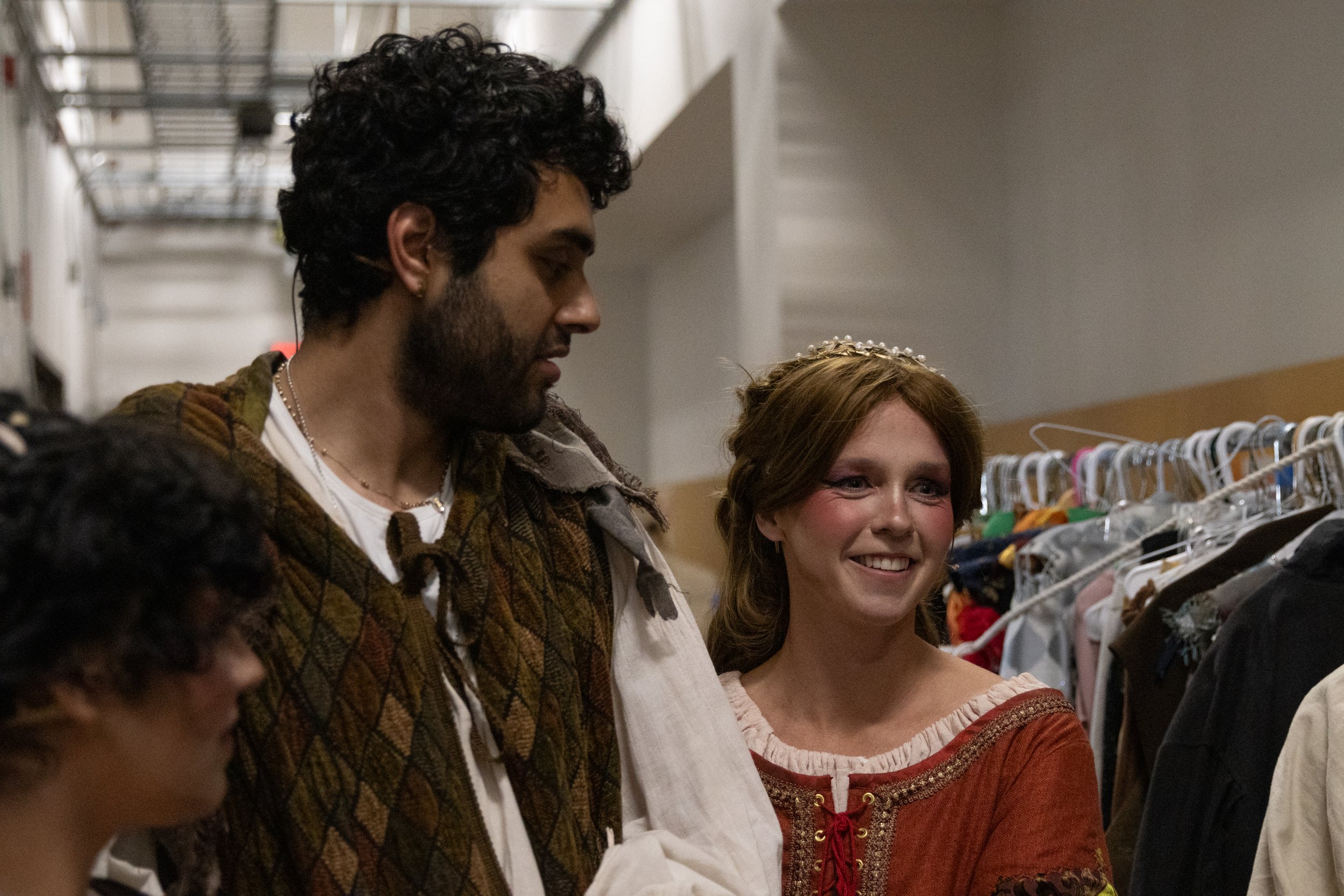  Students and actors Marin Halbart, Dereck Josue Gallardo and Megan Winberg (left to right) prepare for the dress rehearsal of 'Ken Ludwig's Sherwood: The Adventures of Robin Hood', at Santa Monica College, Santa Monica, Calif. Thursday, March 21, 20