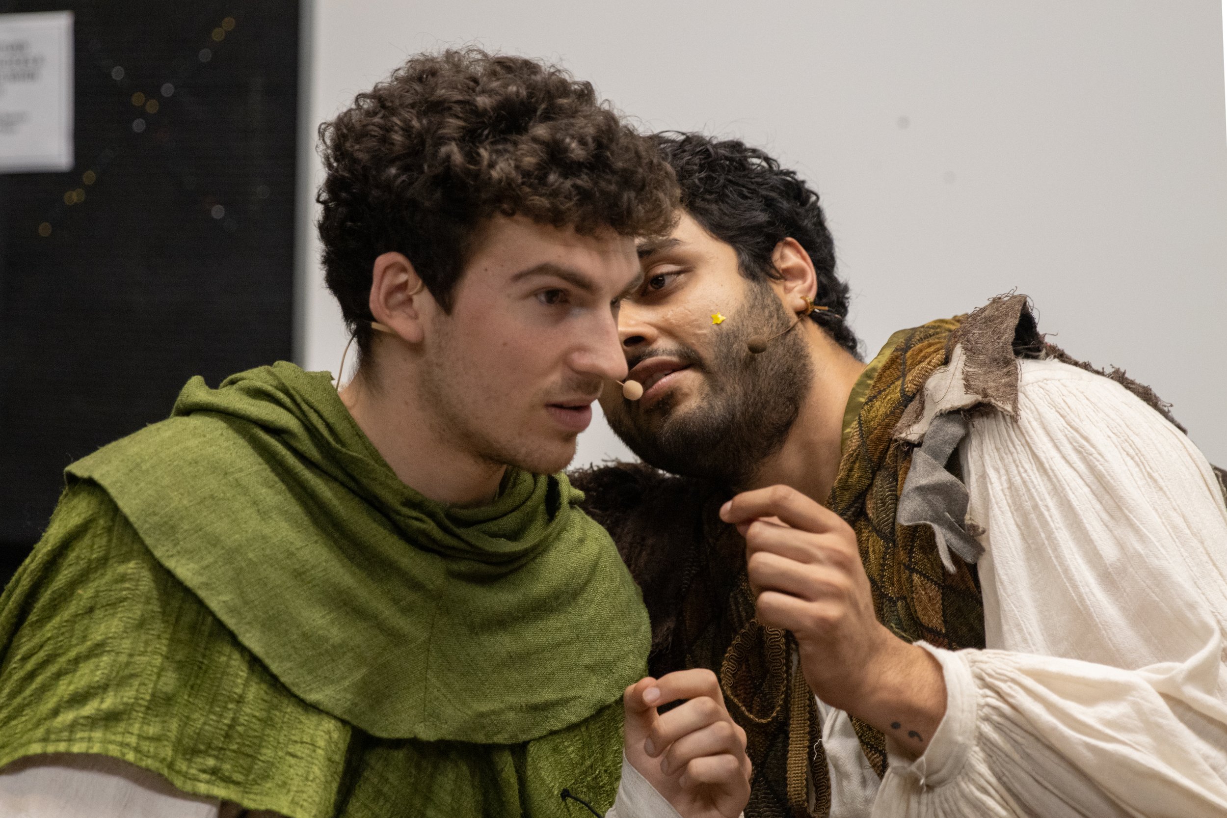  Students and actors Alex Cole and Dereck Josue Gallardo prepare for the dress rehearsal of 'Ken Ludwig's Sherwood: The Adventures of Robin Hood', at Santa Monica College, Santa Monica, Calif. Thursday, March 21, 2024. The play is set to premier on M