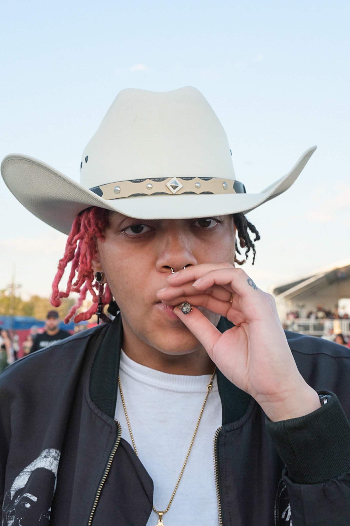  Mesaia Smith smoking a blunt at Sofi Stadium 2024 Rolling loud hip-hop festival,Inglewood Calif. March 17, 2024 Alejandro Contreras | Corsair 