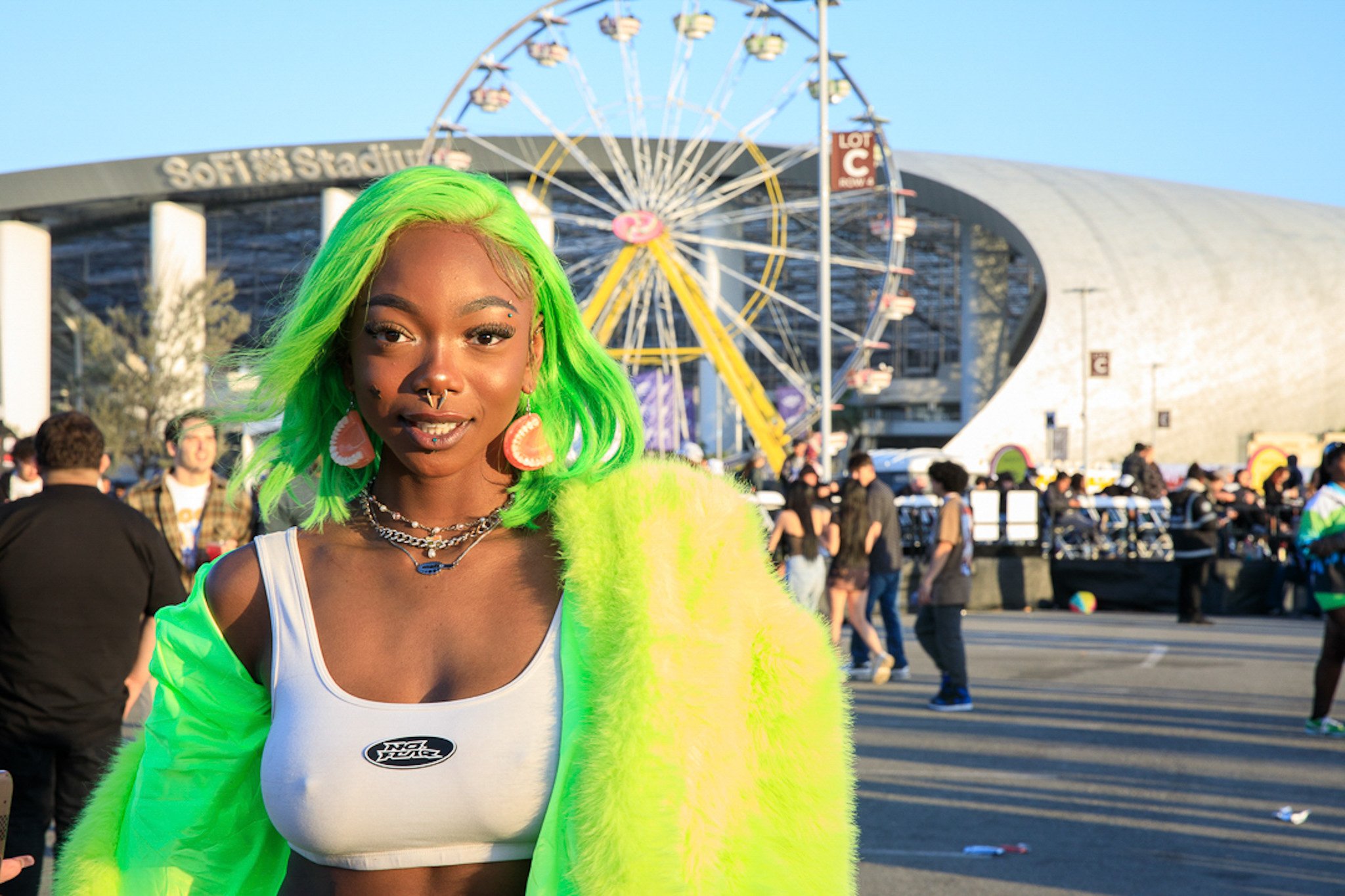  Skylar who is a rapper that specializes to drill beats and who had just moved to California from Philadelphia to start her modeling career , is attending her first Rolling Loud Hip-Hop Festival ,in Inglewood Calif. March 17 ,2024 Alejandro Contreras