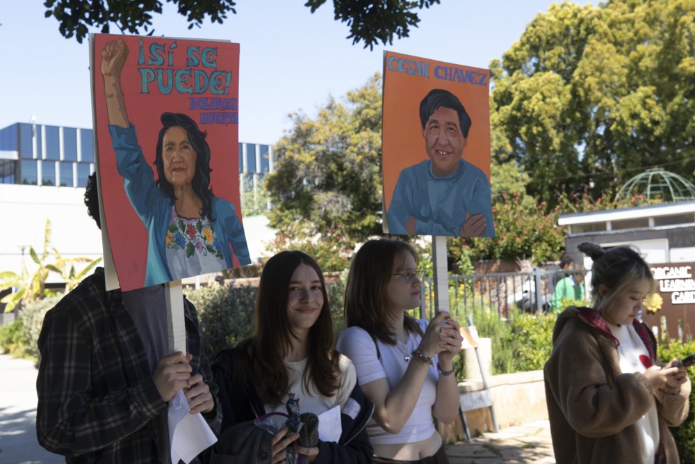  Students during the Commemorative Walk honoring César Chávez and Dolores Huerta ath Santa Monica College Main Campus, Tuesday April 2, 2024, Santa Monica, Calif. 