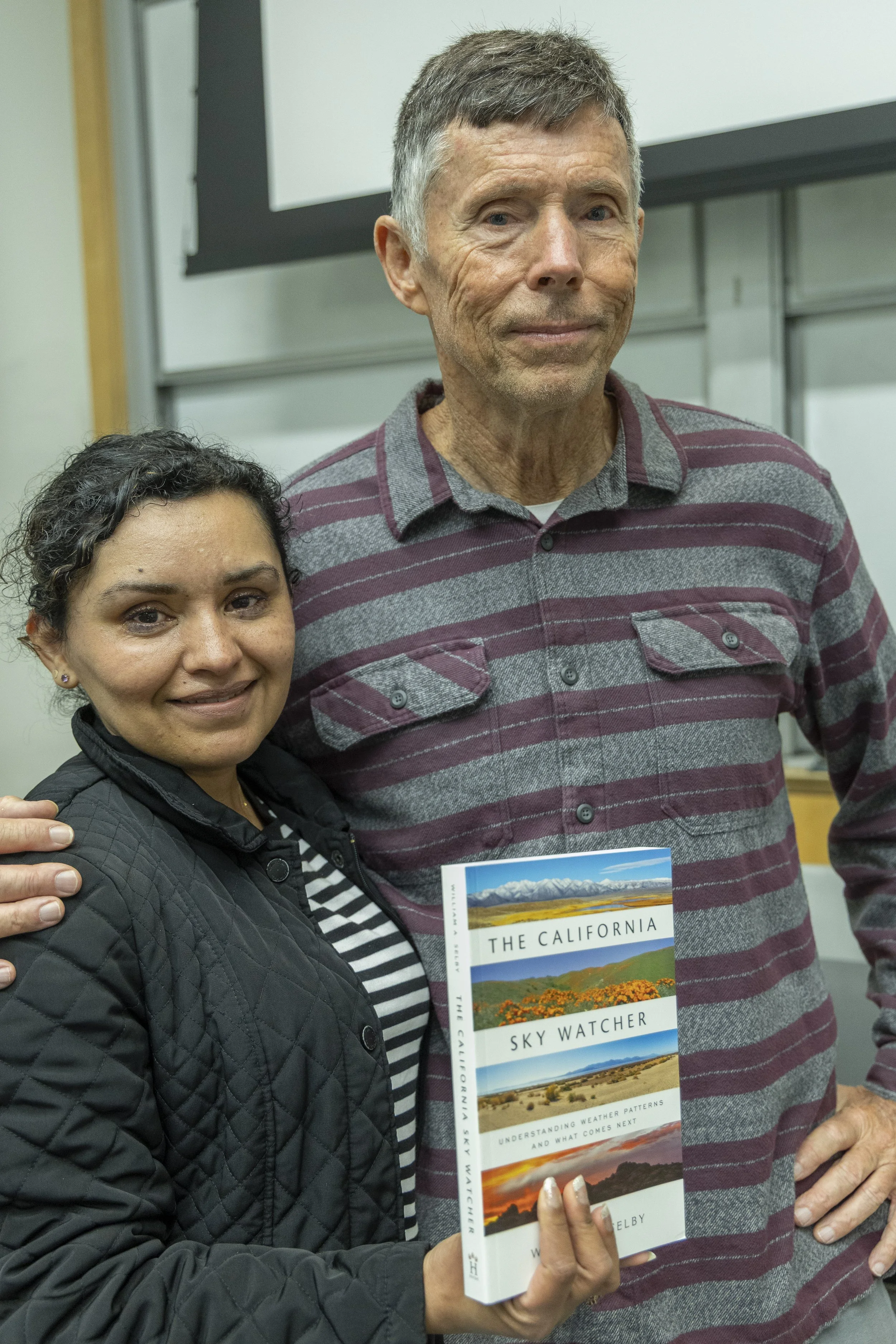  Sandra (L), a Santa Monica College (SMC) student, who attended multiple field trips with William Selby (R), a 71-year-old, retired SMC geography professor and author of his latest book ‘The California’s Sky Watcher: Understanding Weather Patterns an