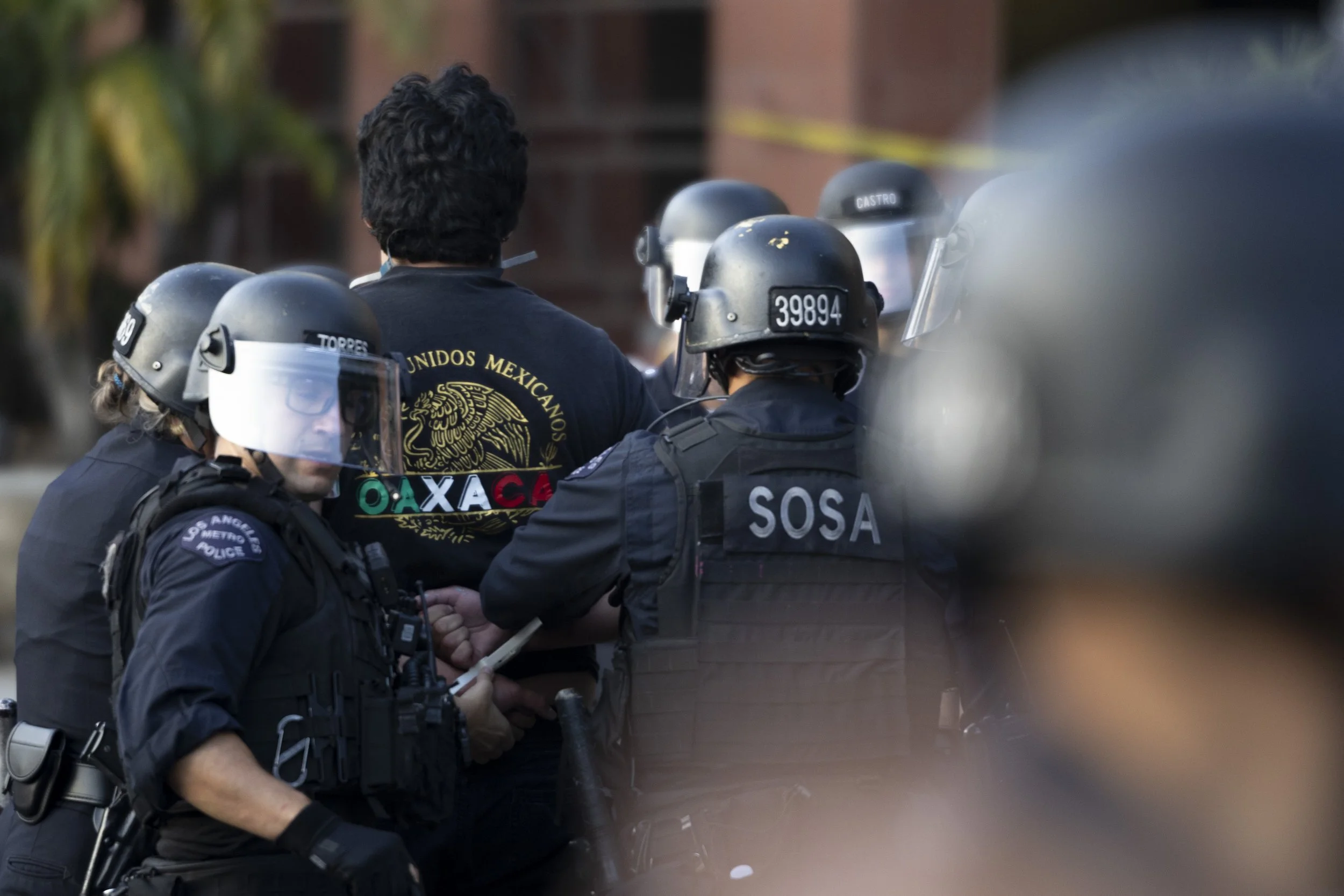 A protester is arrested during an anti-ICE demonstration in Los Angeles, Calif., on Monday, June 9, 2025. Protests across Los Angeles County broke out for a fourth day in a row after a recent wave of ICE deportations. (Jake Crandall | The Corsair)