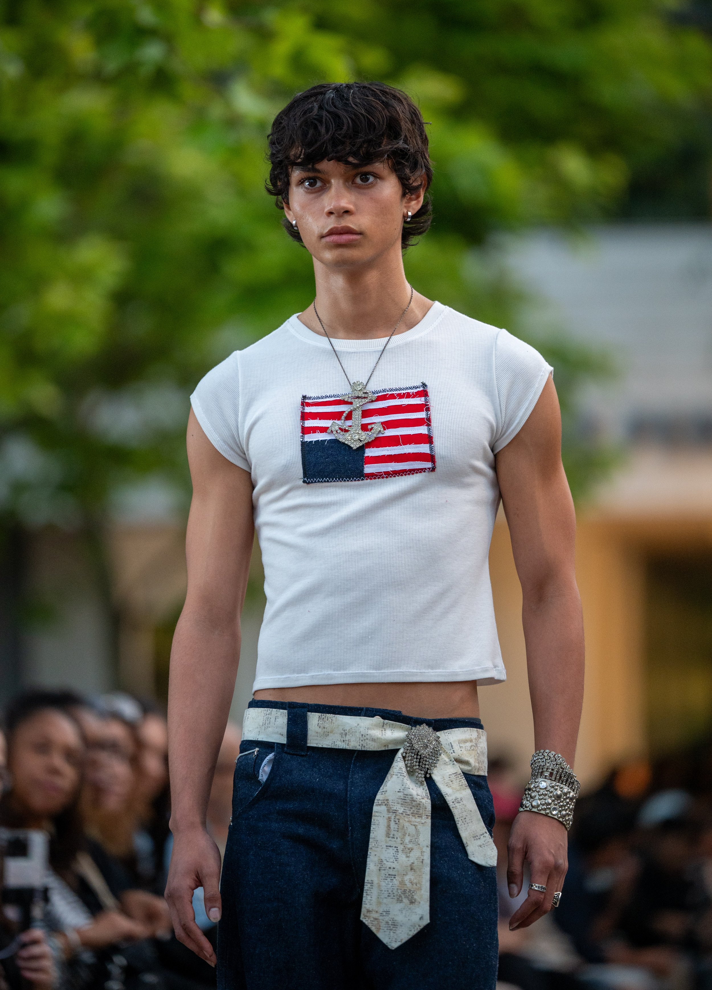 Model wearing outfit designed by Joyce at the at the LA Mode 2025 Fashion Show at Santa Monica College (SMC) on Saturday, June 21, 2025, Santa Monica,Calif. (Tom Rosholt | The Corsair)