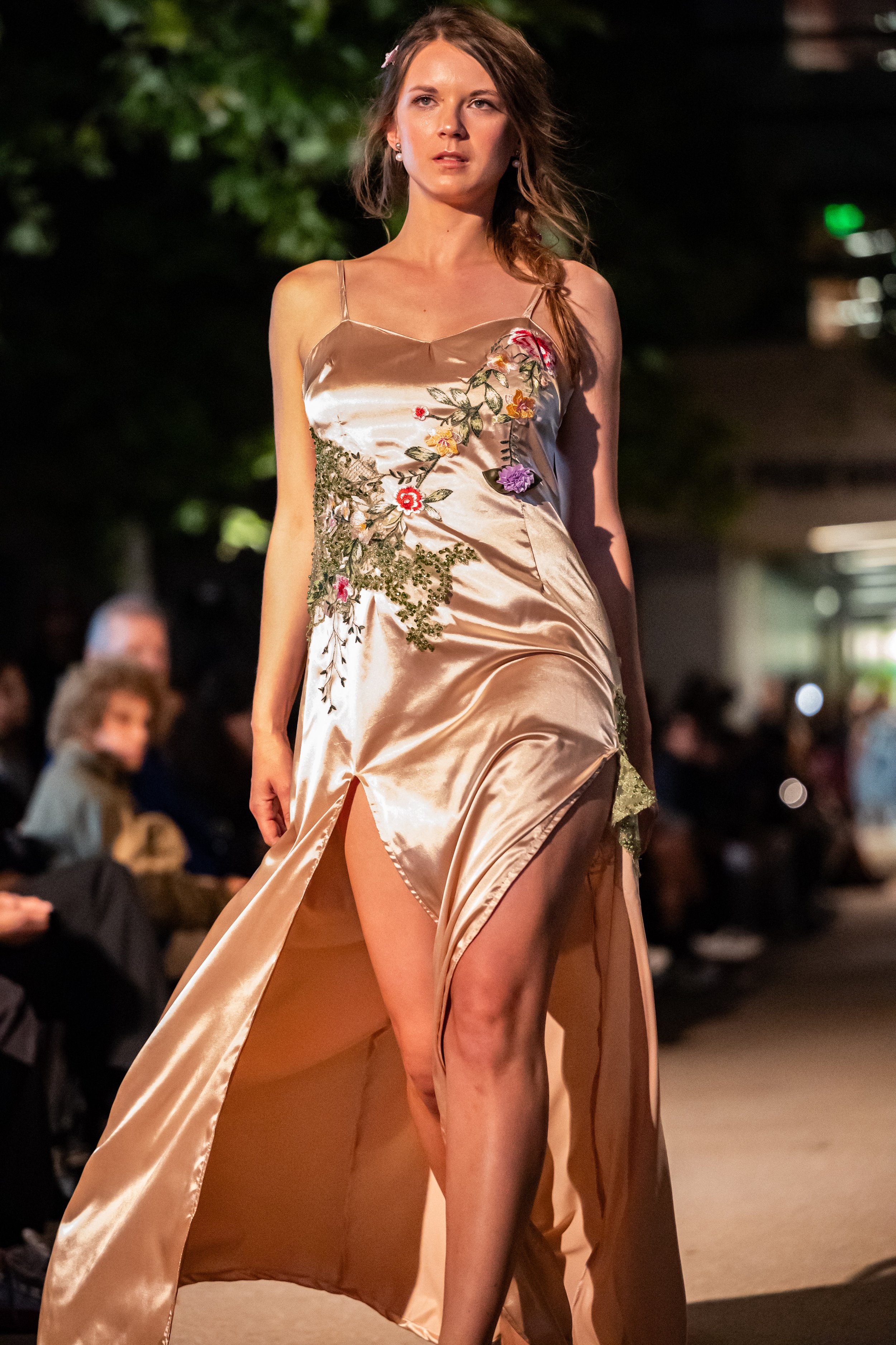 Model walking down the runway at the LA Mode 2025 Fashion Show at Santa Monica College (SMC) on Saturday, June 21, 2025, Santa Monica,Calif. (Tom Rosholt | The Corsair)