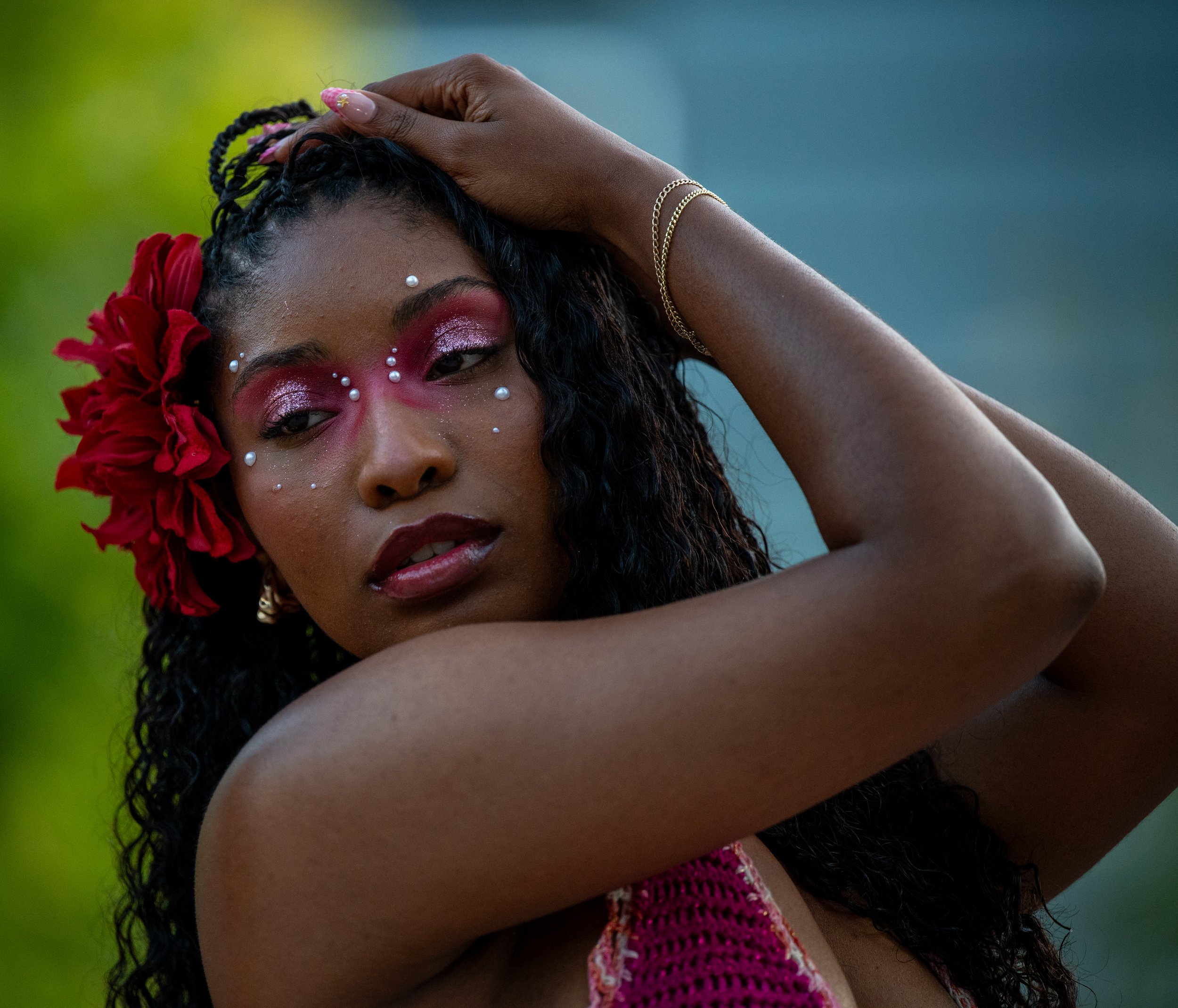 Model posing at the LA Mode 2025 Fashion Show at Santa Monica College (SMC) on Saturday, June 21, 2025, Santa Monica,Calif. (Tom Rosholt | The Corsair)