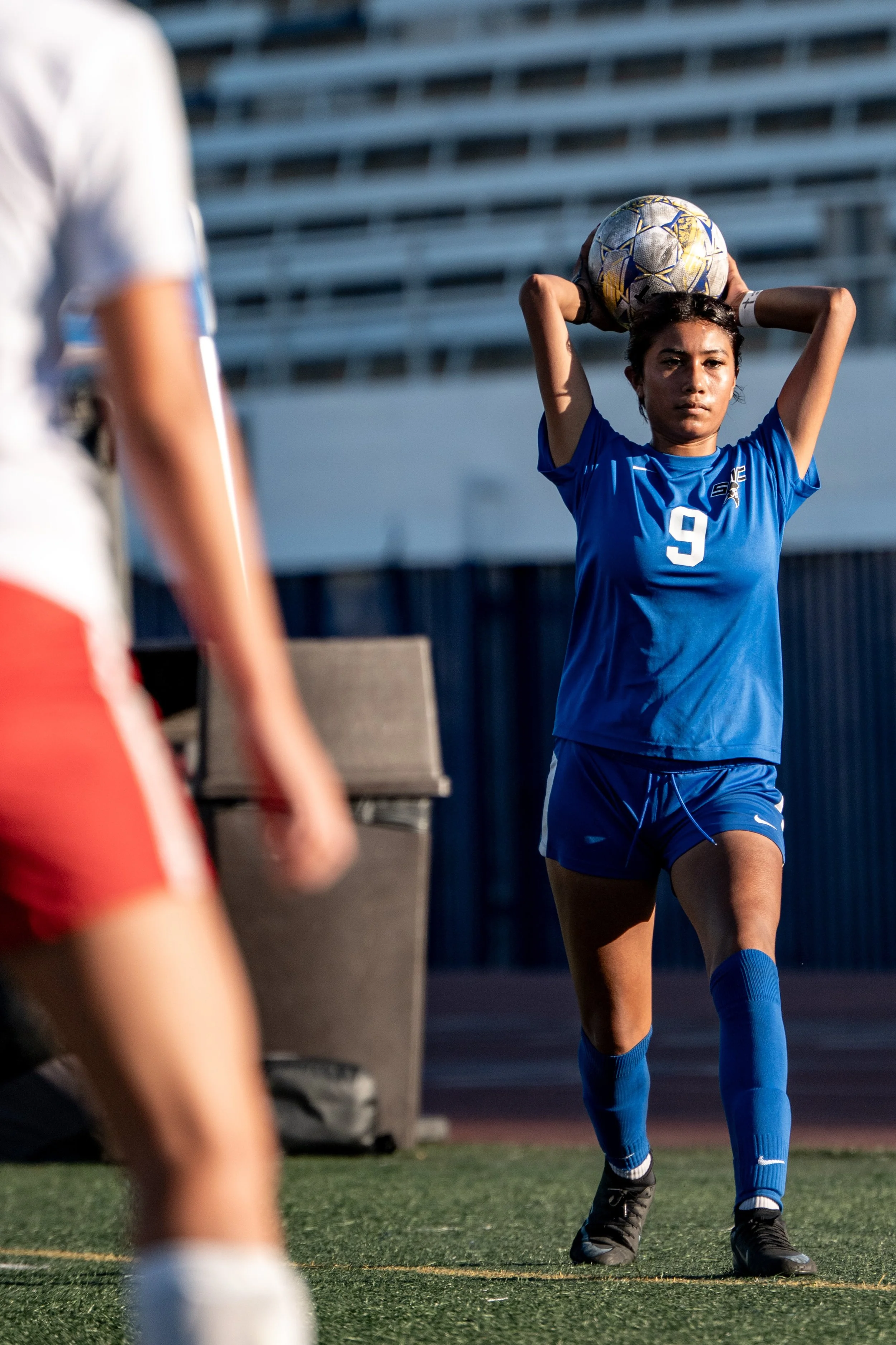 Santa Monica College (SMC) Corsair defender (9) Marlene Garcia through-in on Tuesday, September 9, 2025, in Santa Monica,Calif. The Corsairs won 1-0. (Tom Rosholt | The Corsair)