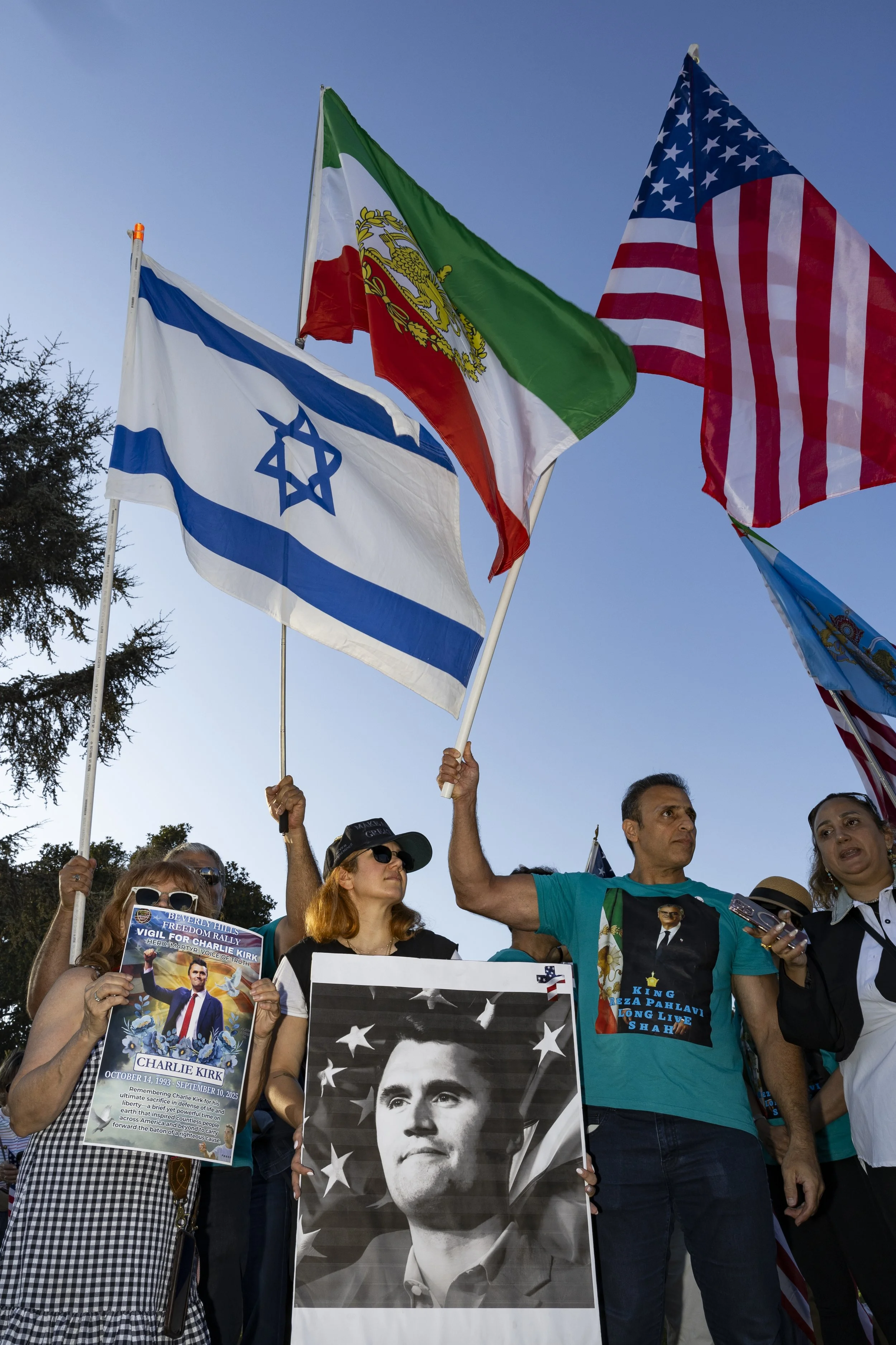 Mourners gather at a vigil held in Beverly Hills, Calif., on Sunday, Sept 14, 2025, after Charlie Kirk’s assassination.(Jake Crandall | The Corsair)